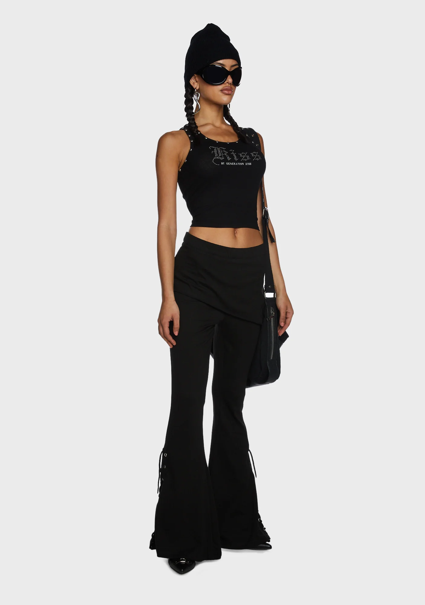 2-In-1 Boot-Cut Leggings With Micro Slant Skirt - Image 2