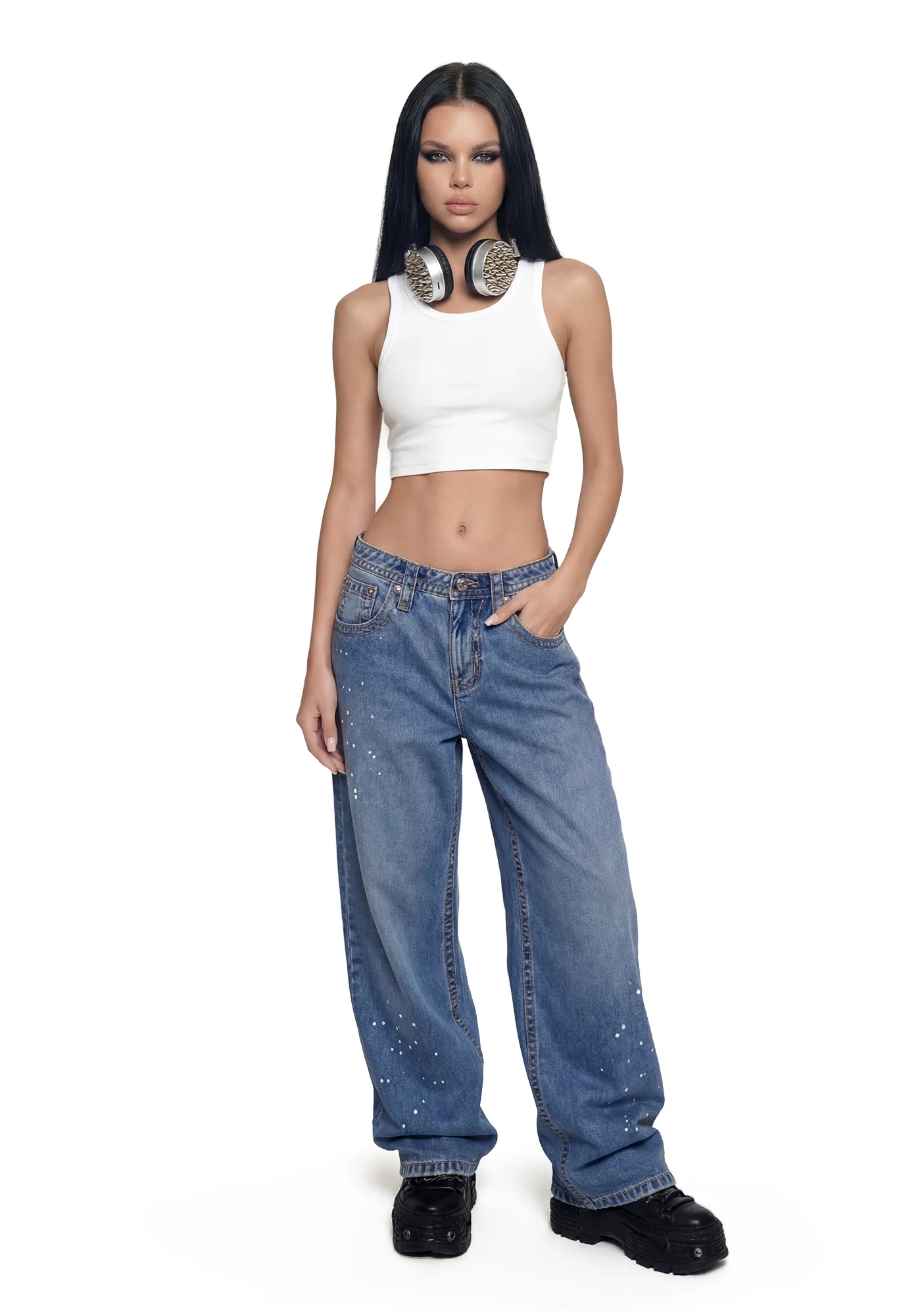 Lyrix Baggy Wide Leg - Light Wash - Image 3