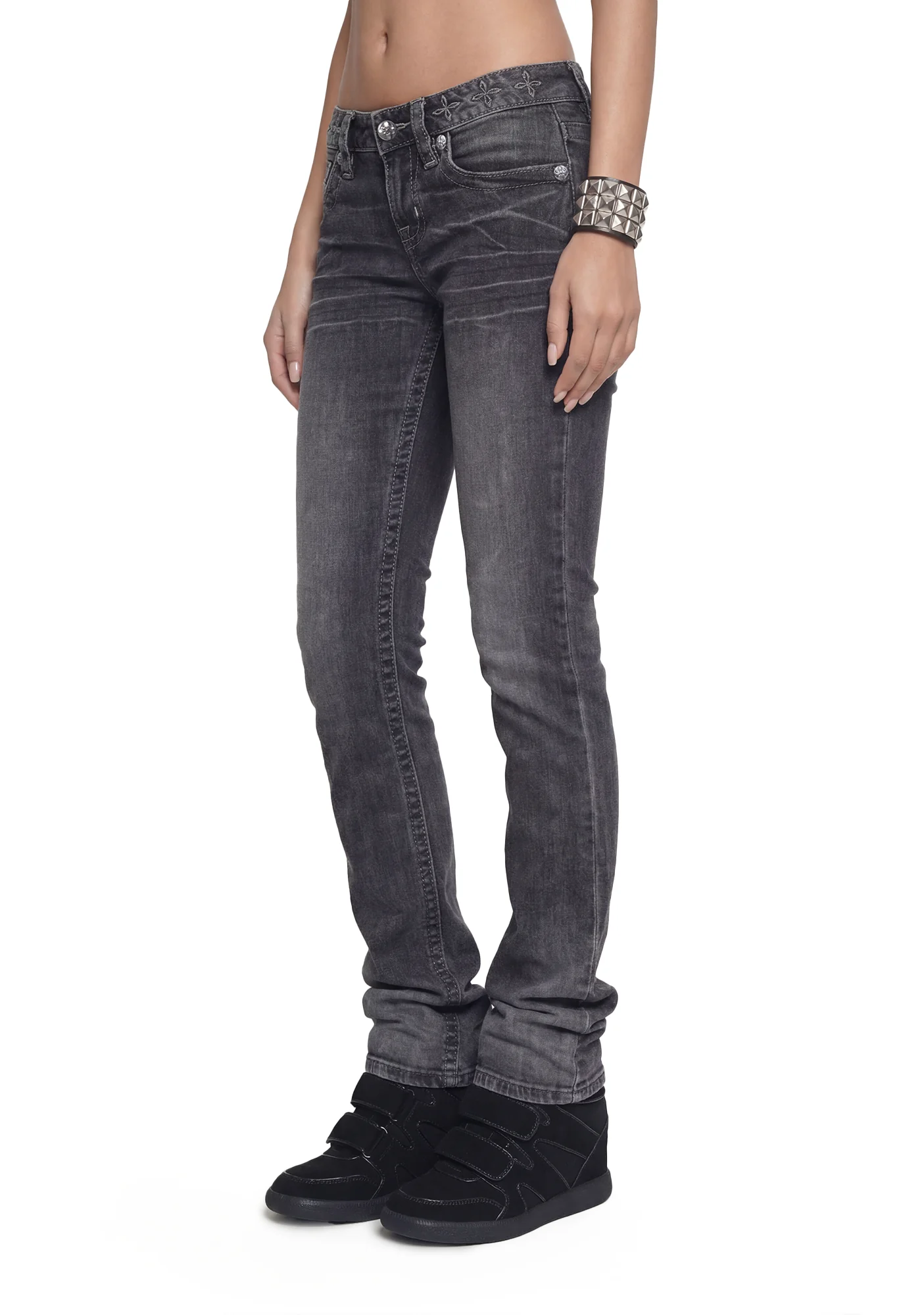 Skylar Low Rise Bootcut Jeans - Grey - Image 4