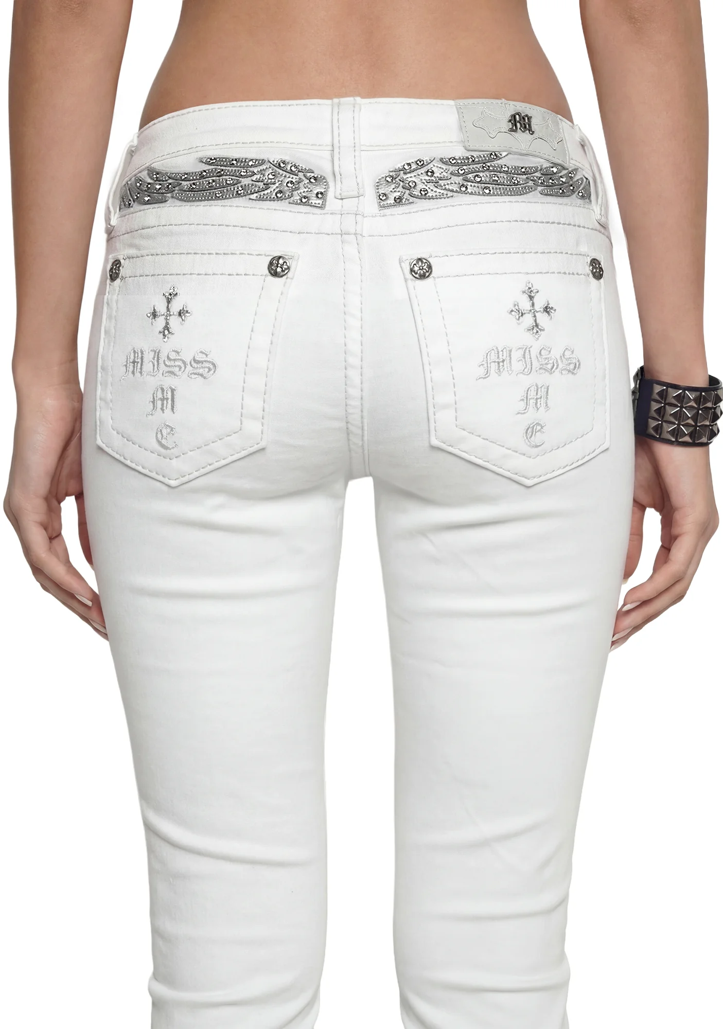 Gabbriette Low Rise Bootcut Jeans - White - Image 5