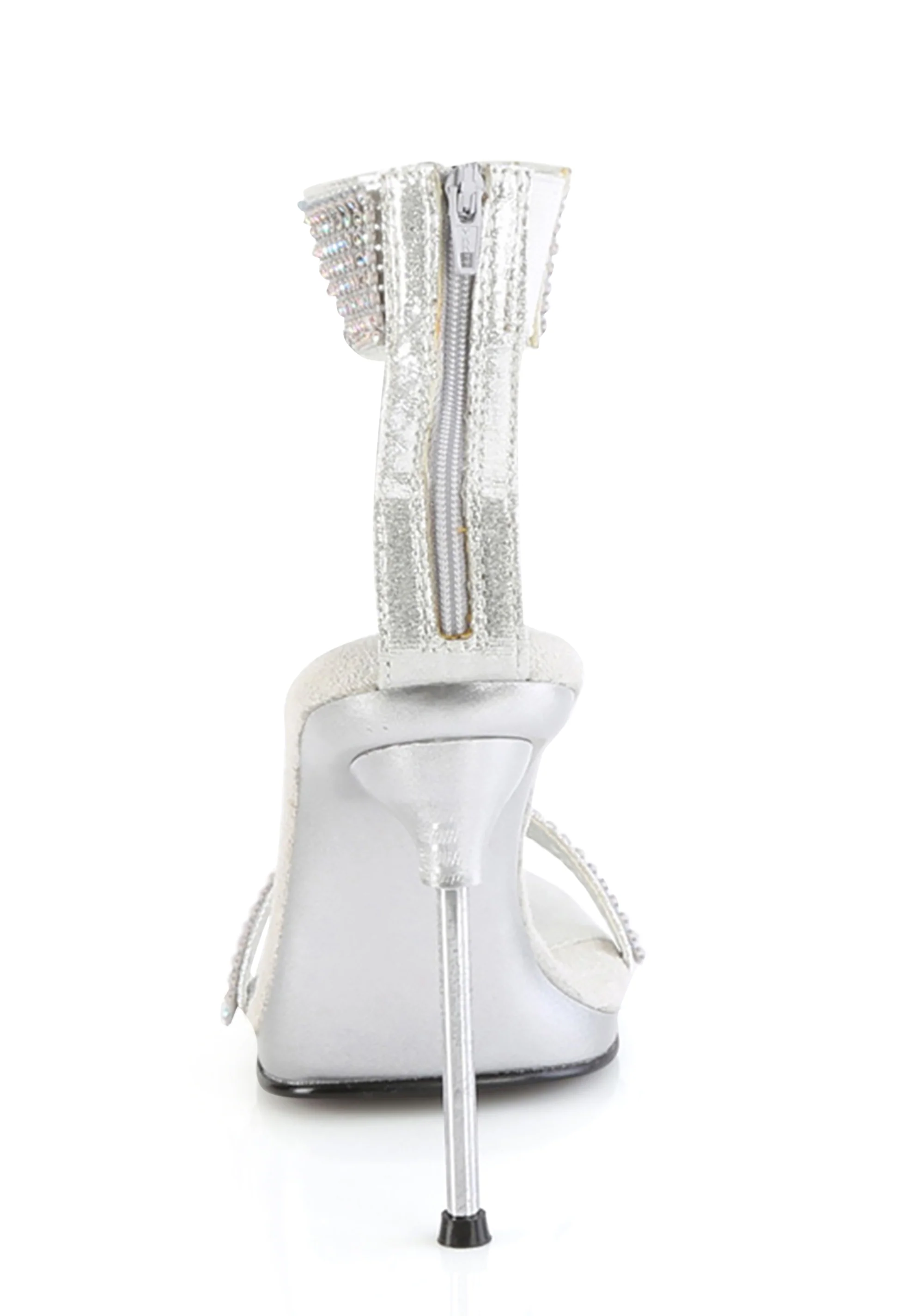 Chic-40 Platform Ankle Strap Rhinestone Sandals-Silver - Image 4