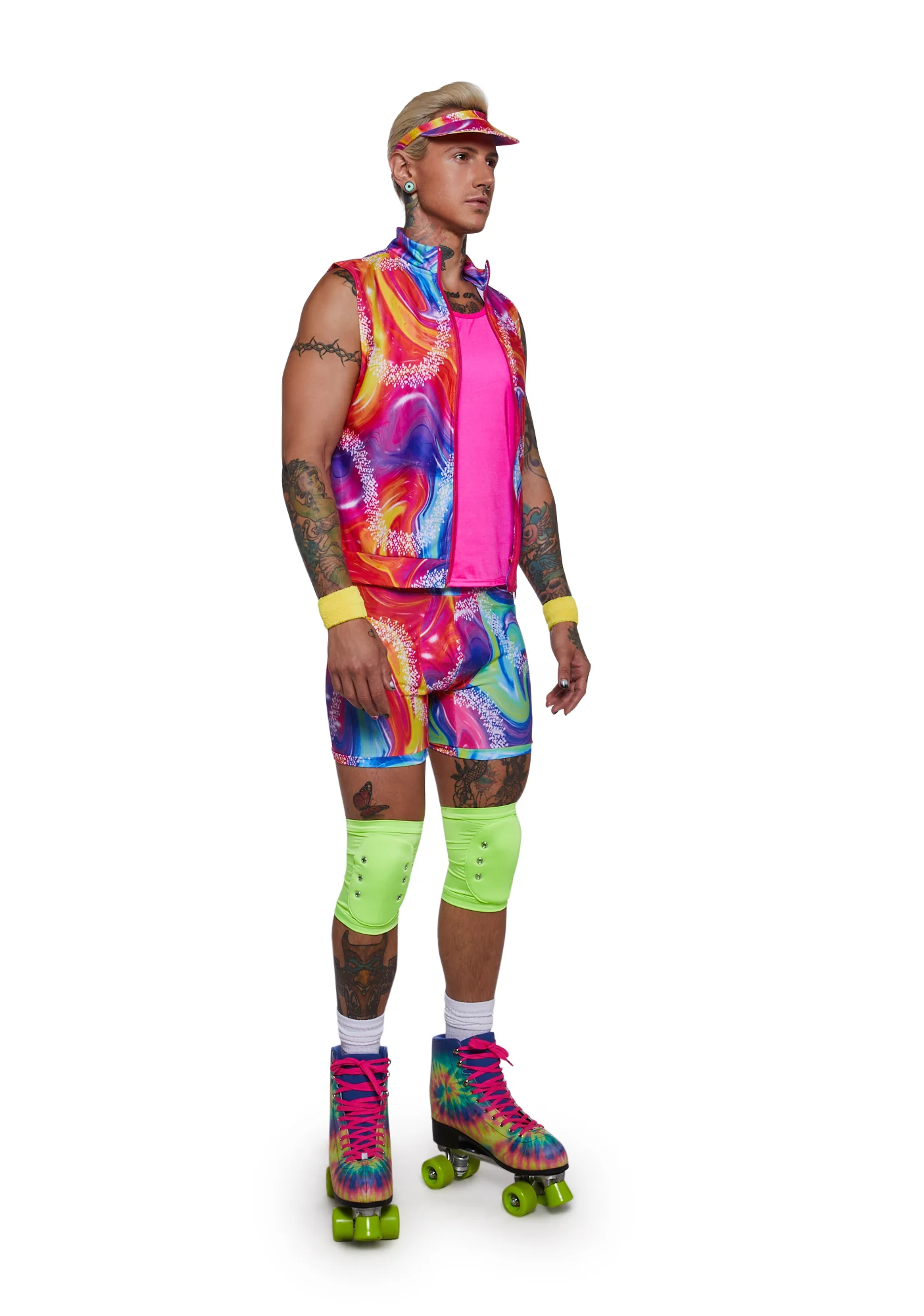 6 Piece Men’s Retro Rollerblade Stud Costume - Image 6
