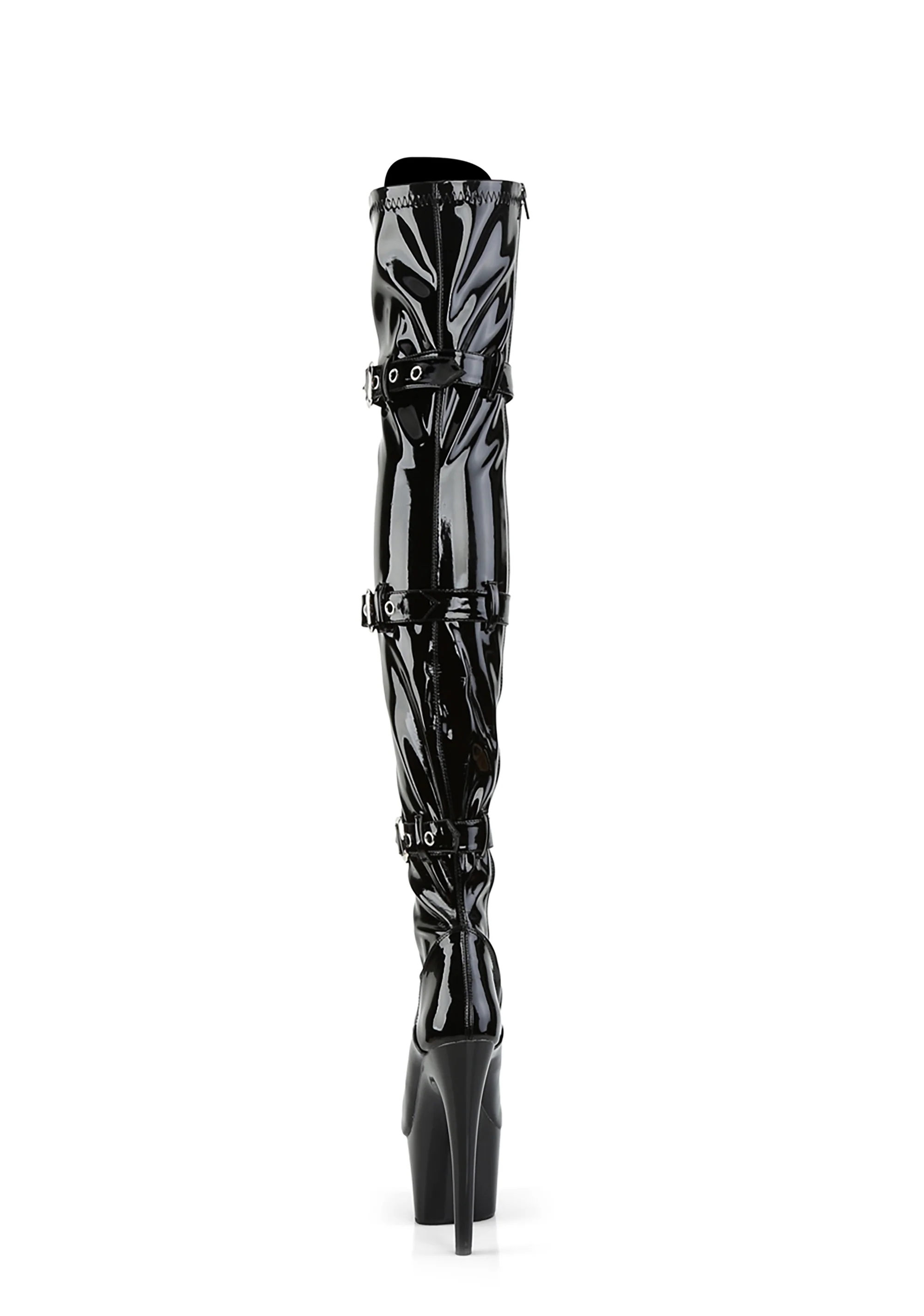 Flamingo-3028 Platform Thigh High Boots-Black PU - Image 3
