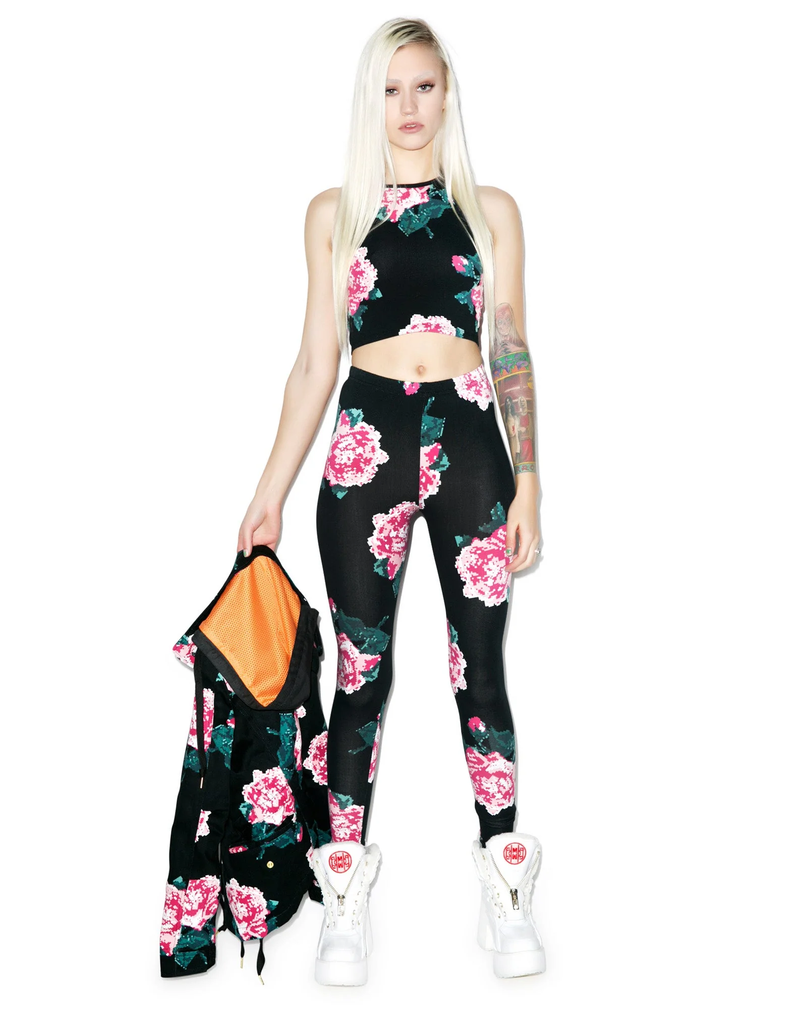 8Bit Floral Halter Tank Top - White - Image 2