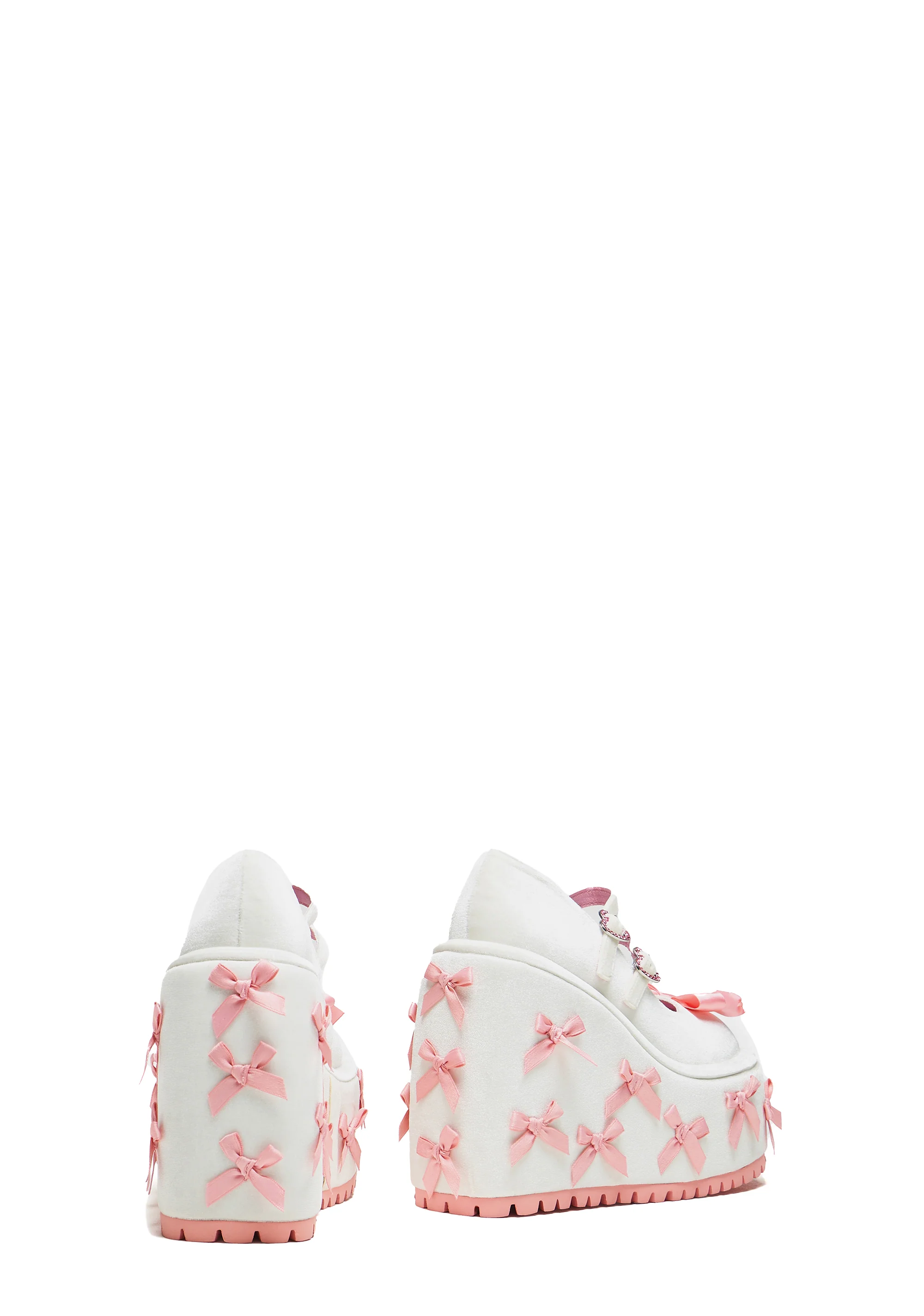A Courtship of Bows Platform Mary Janes - Cream - Image 3