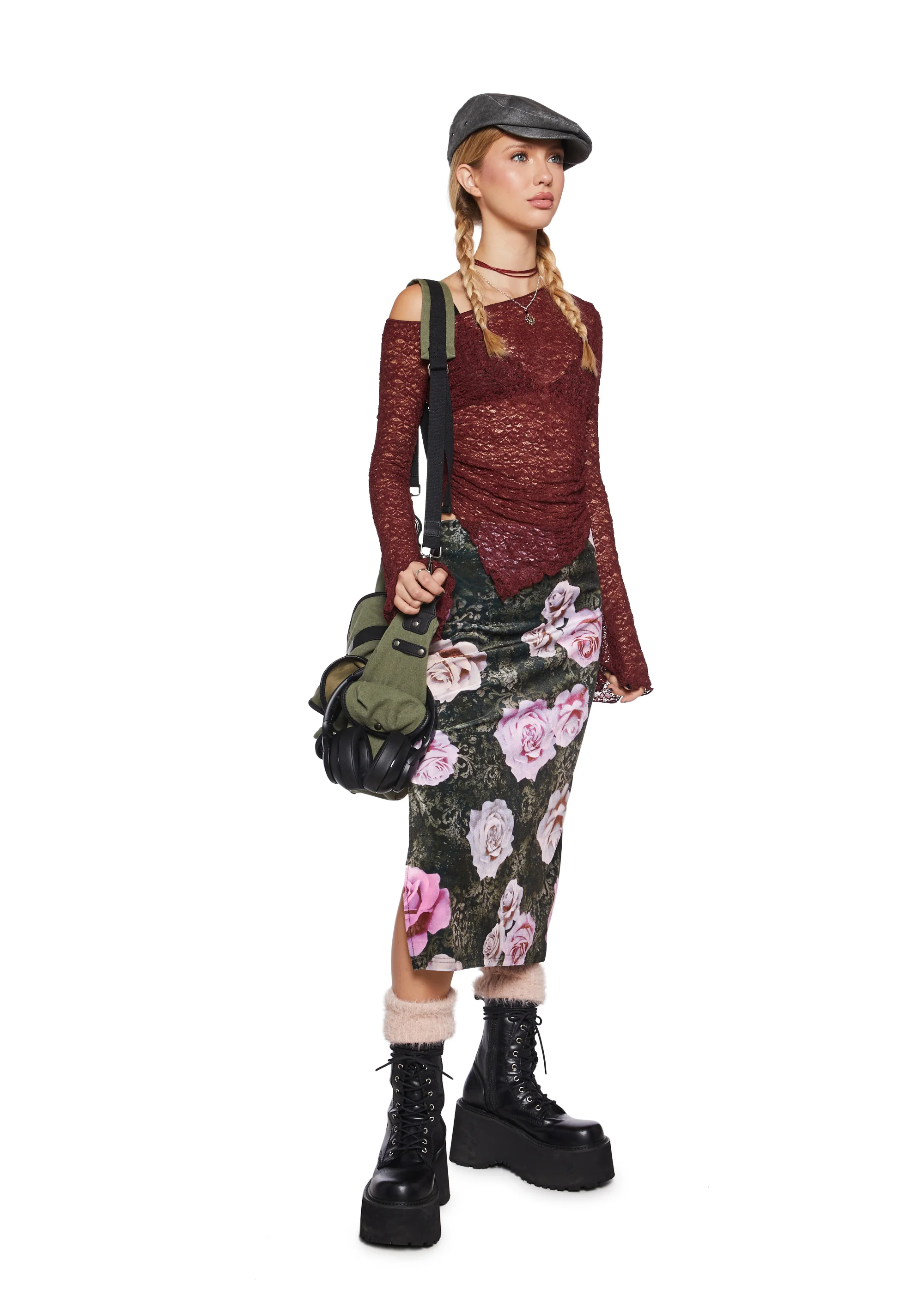 Add Up My Love Long Sleeve Top - Burgundy - Image 2