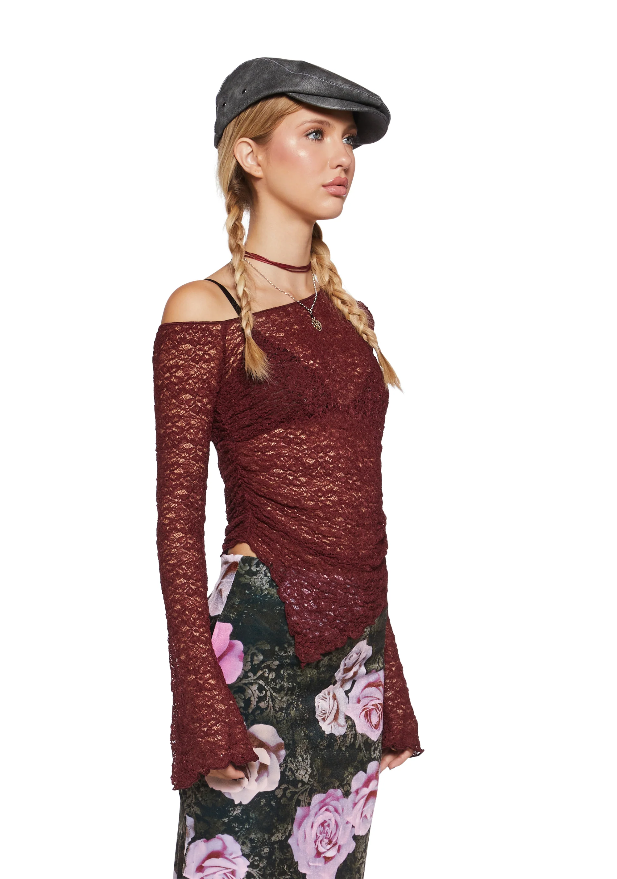 Add Up My Love Long Sleeve Top - Burgundy - Image 3