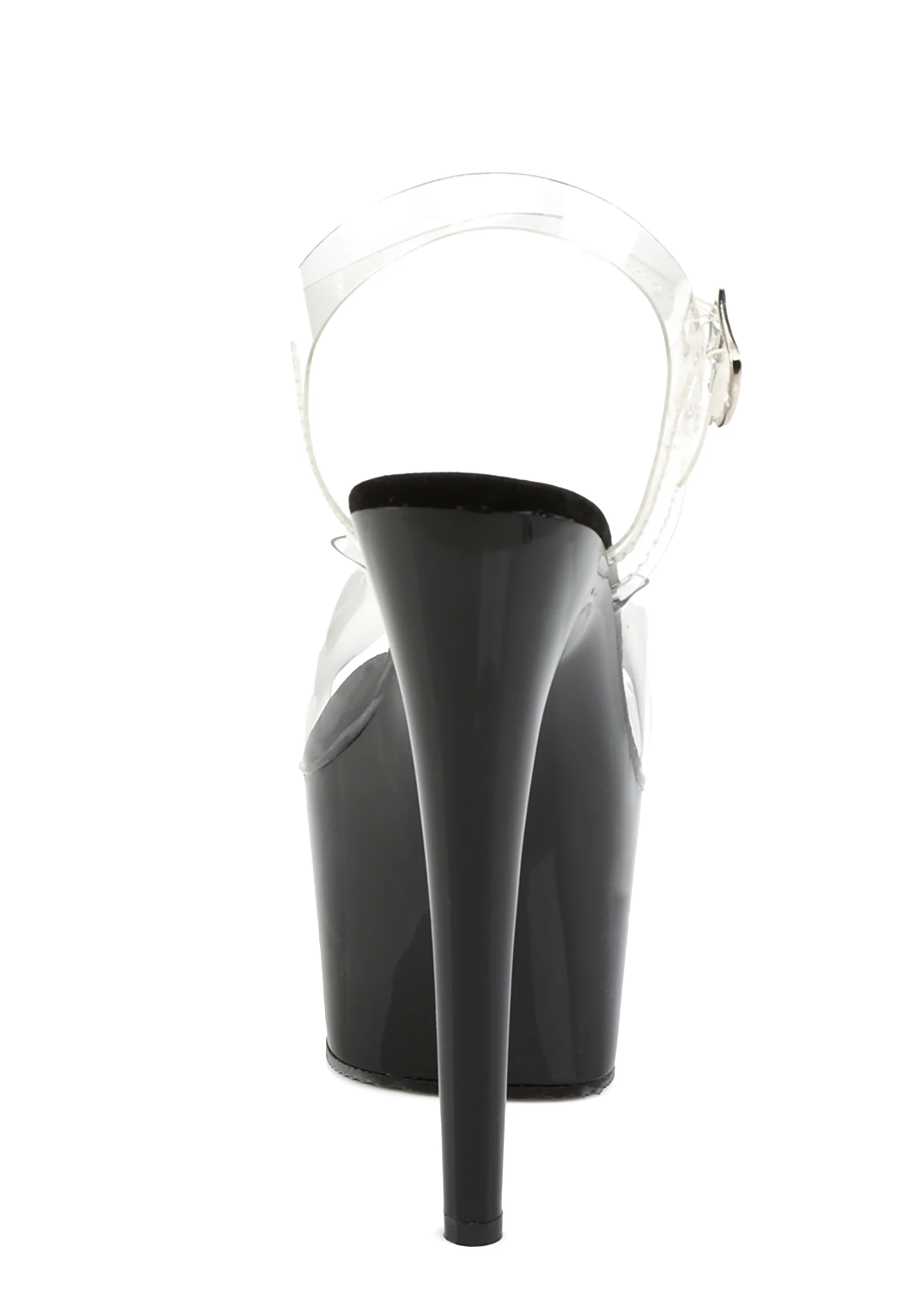 Adore-708 Platform Ankle Strap Sandals-Clear-Black - Image 4