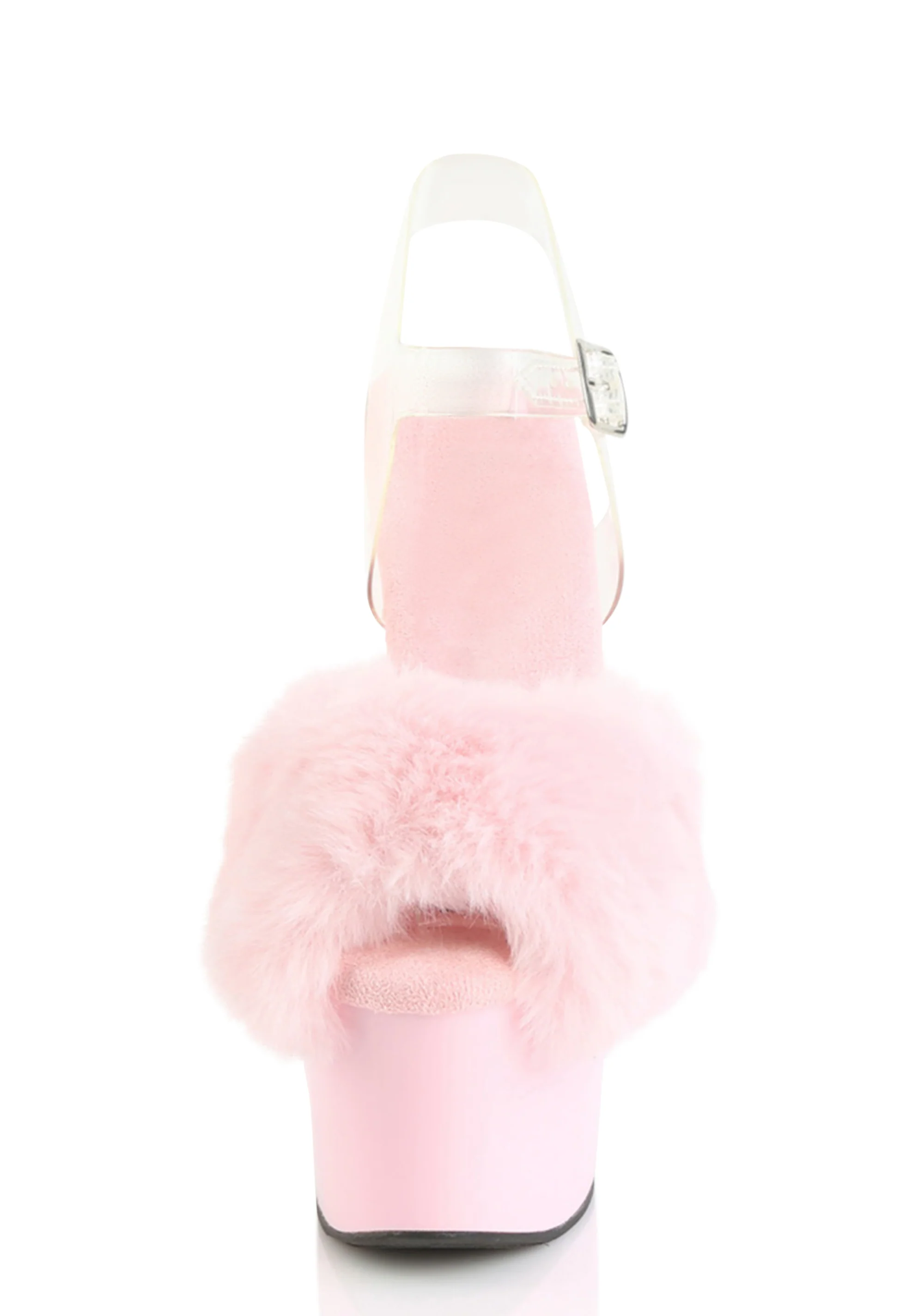 Adore-708FUR Platform Ankle Strap Sandals-Baby Pink - Image 3