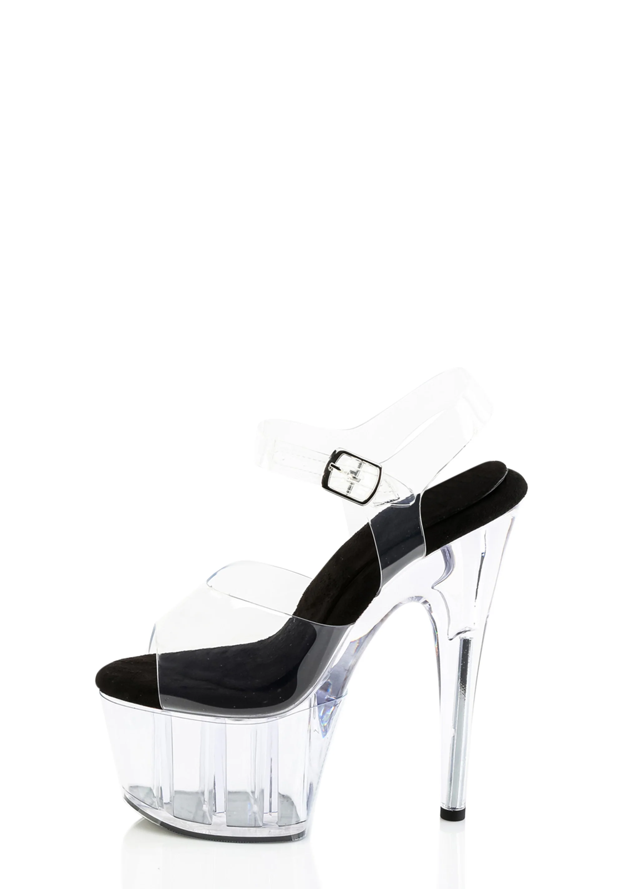 Adore-708PREM Platform Ankle Strap Sandals-Clear - Image 2