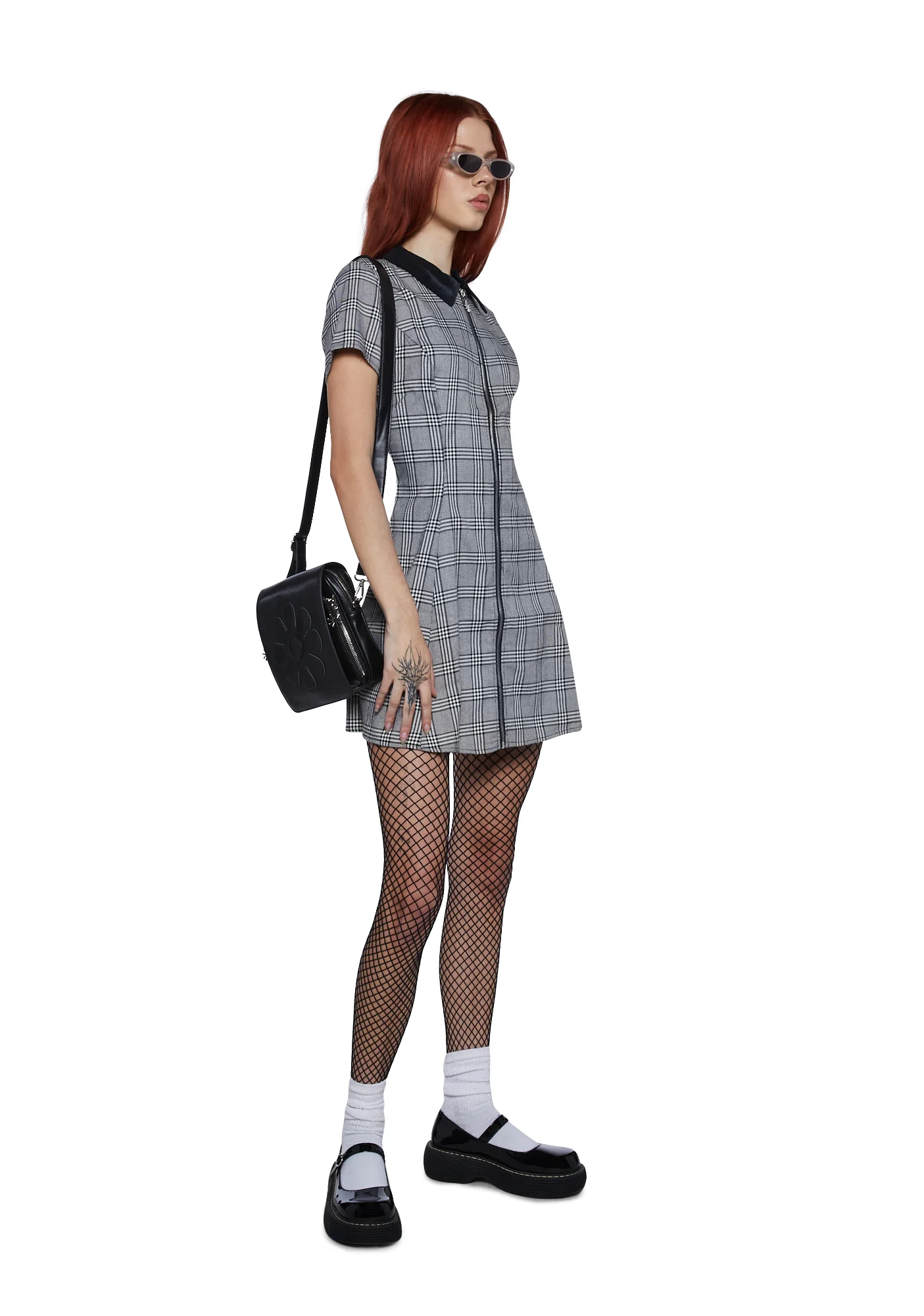 All Hail Me Plaid Babydoll Dress - Black - Image 2