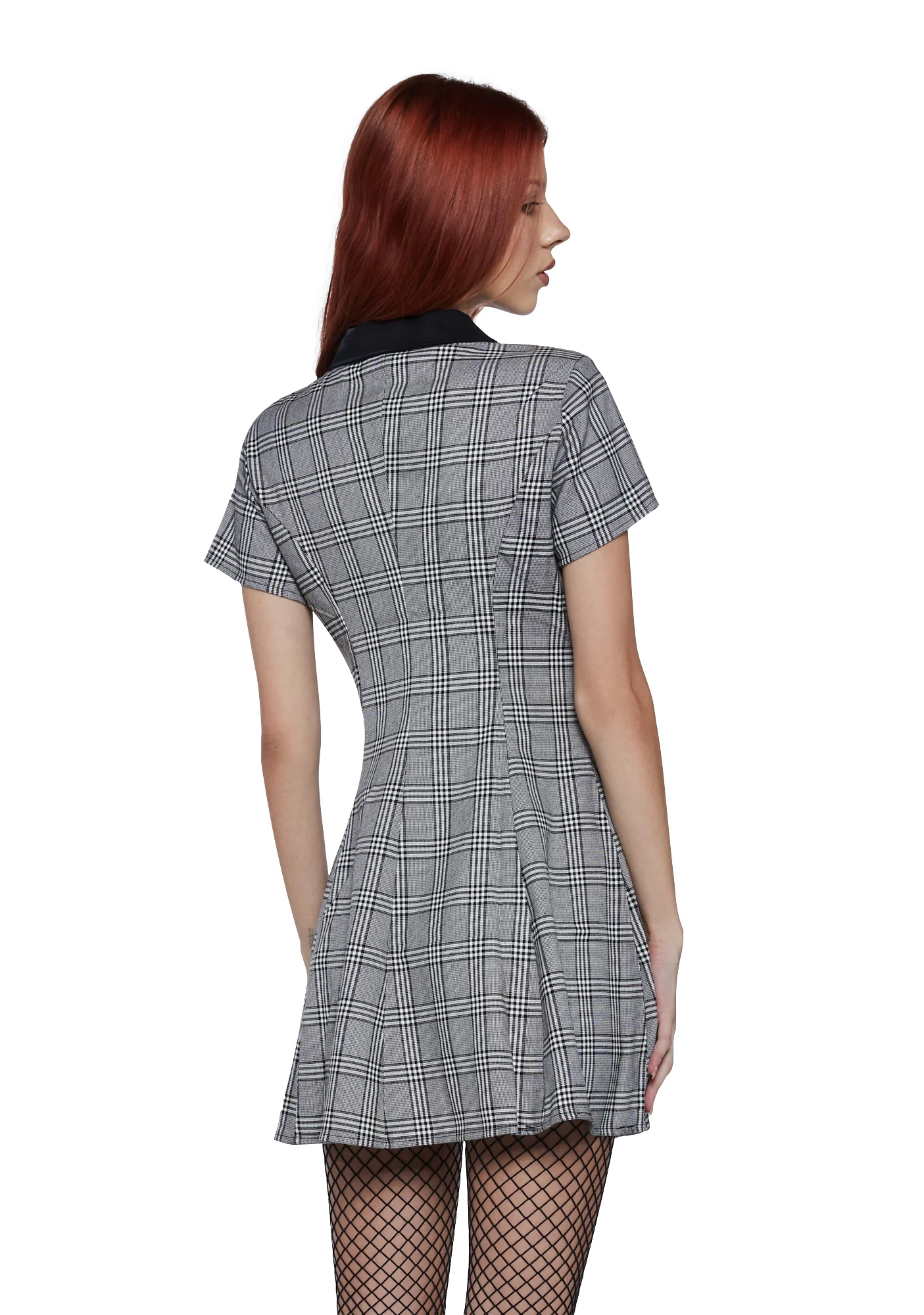 All Hail Me Plaid Babydoll Dress - Black - Image 4