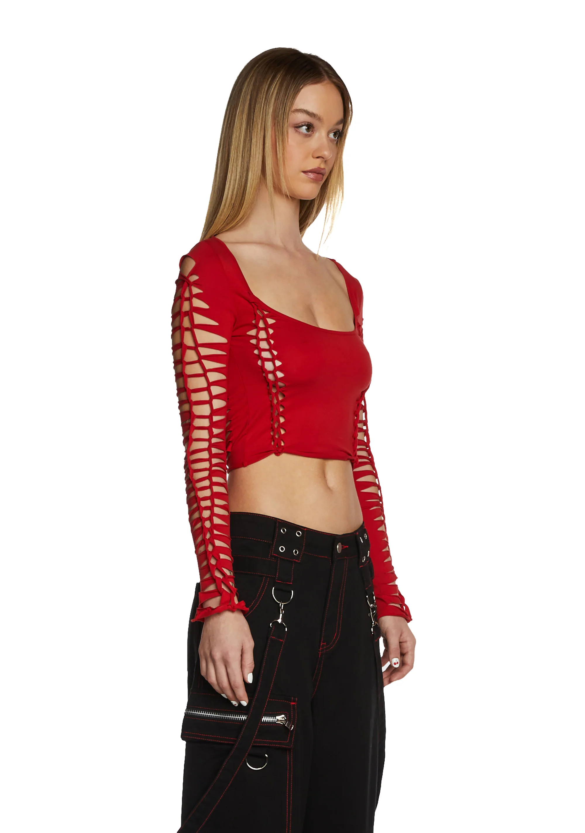 Alternative Spells Long Sleeve Top - Red - Image 3