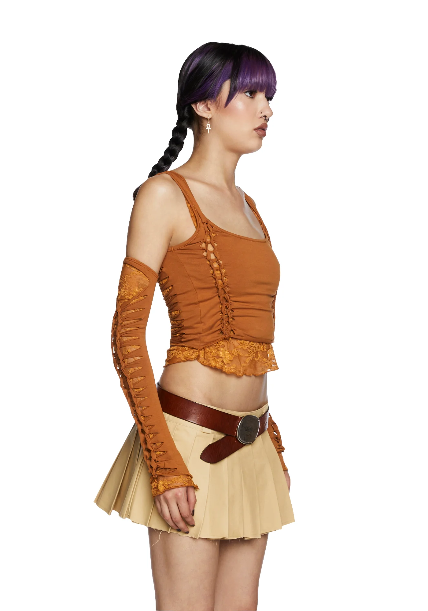 Alternative Spells Top And Gloves Set - Brown - Image 3