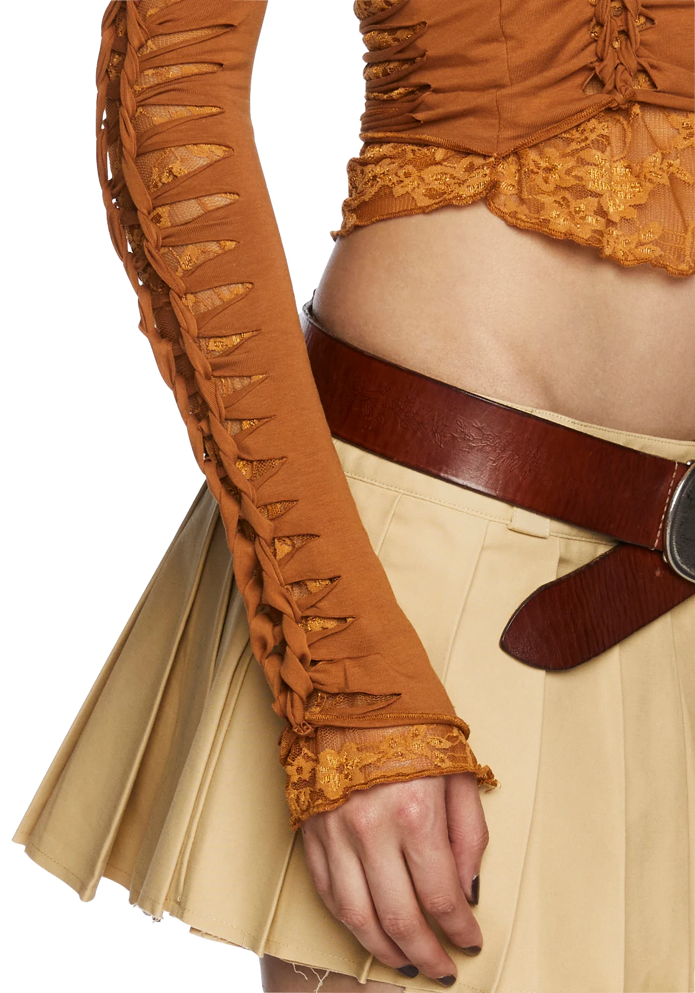 Alternative Spells Top And Gloves Set - Brown - Image 5