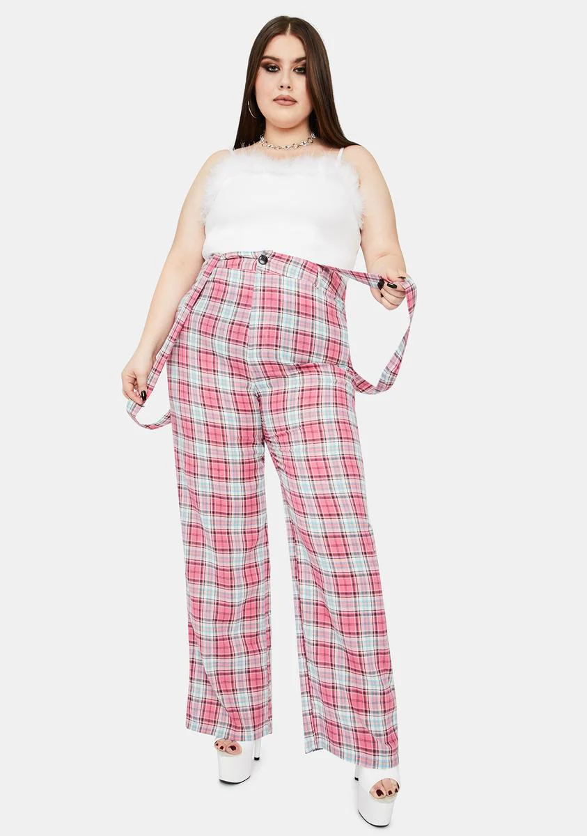 Always Take My Lead Suspender Plaid Pants - Image 3