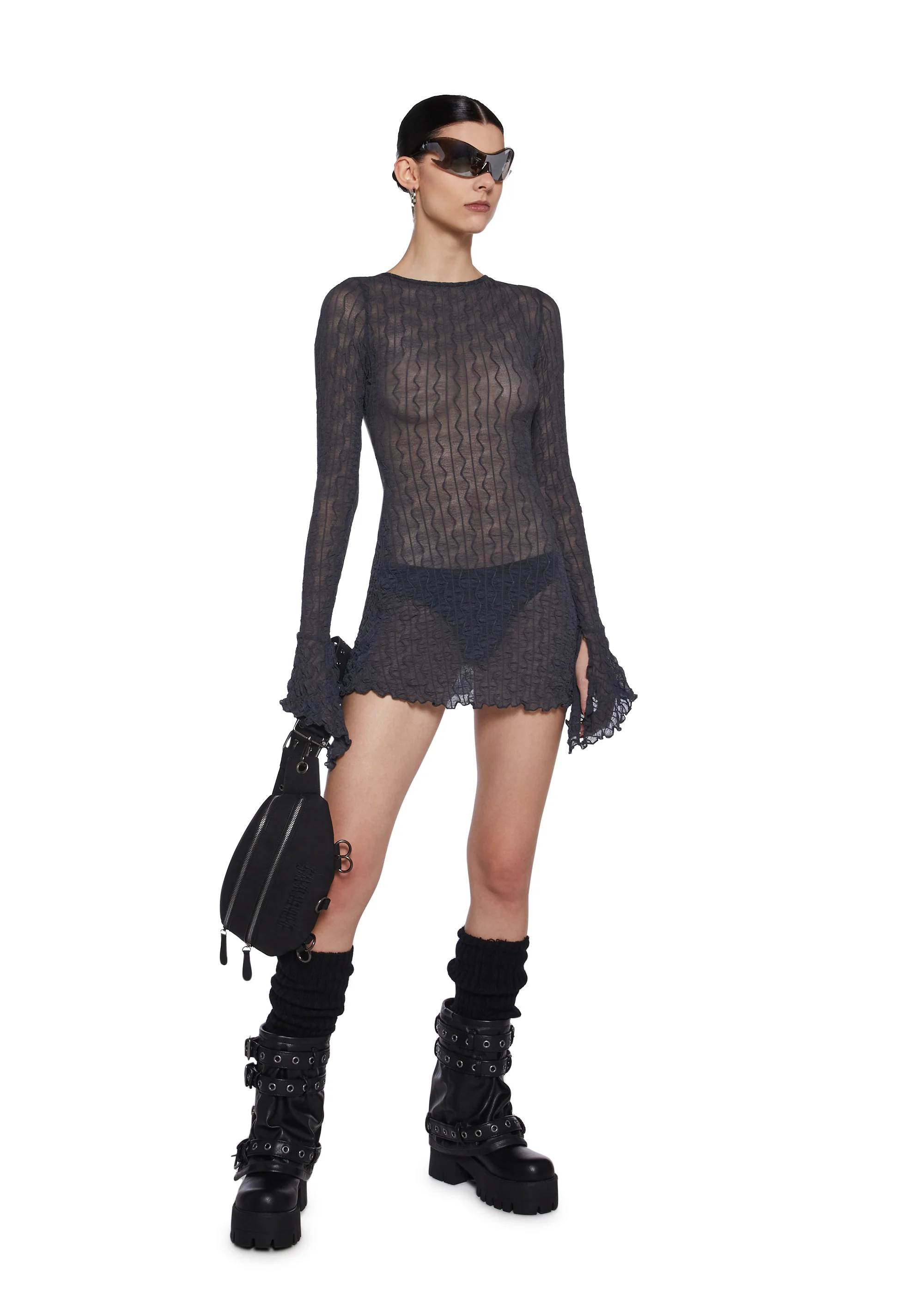 Analog Love Open Back Dress - Gray - Image 5