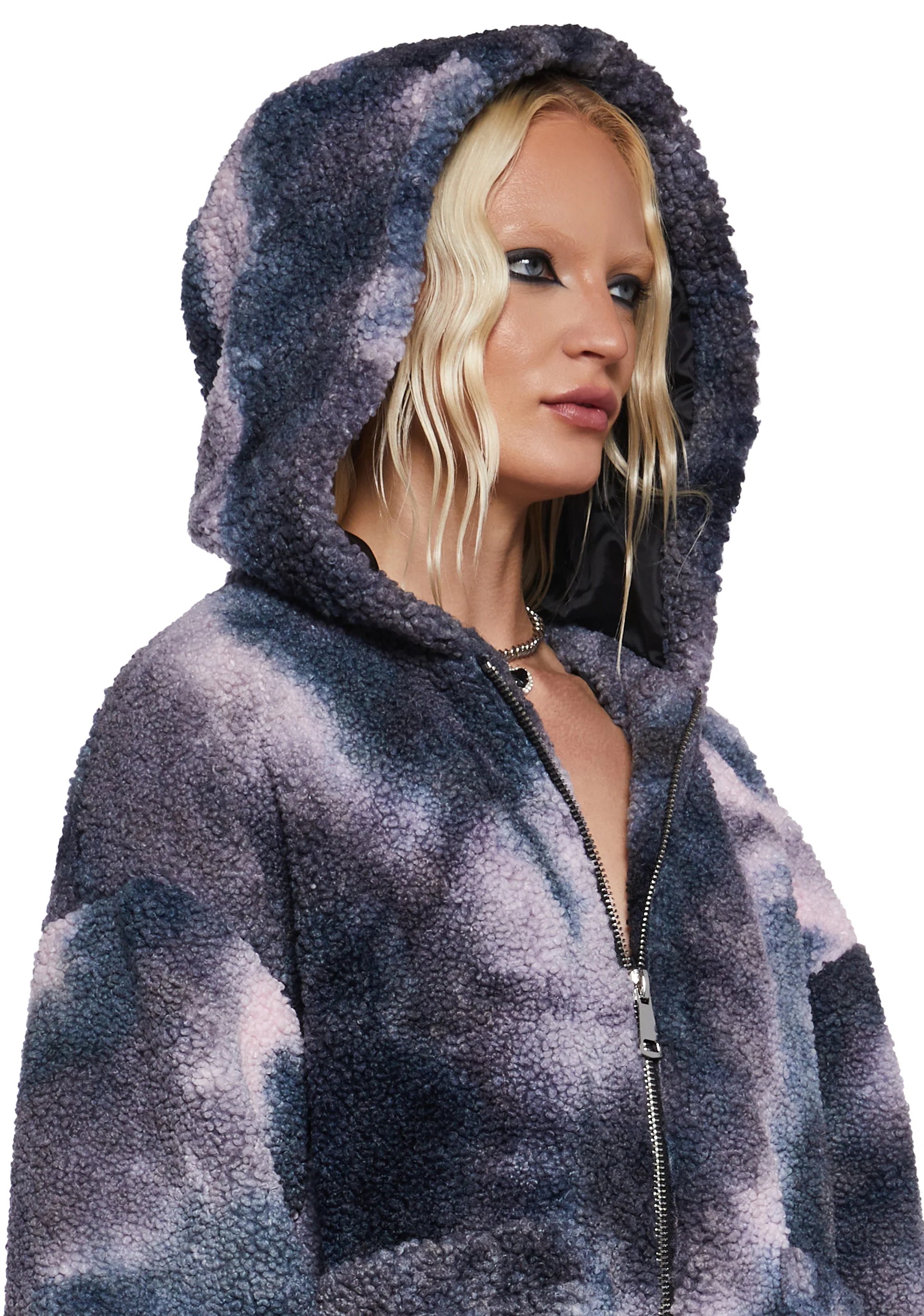 Angel For Hire Hooded Sherpa Jacket - Multi - Image 5