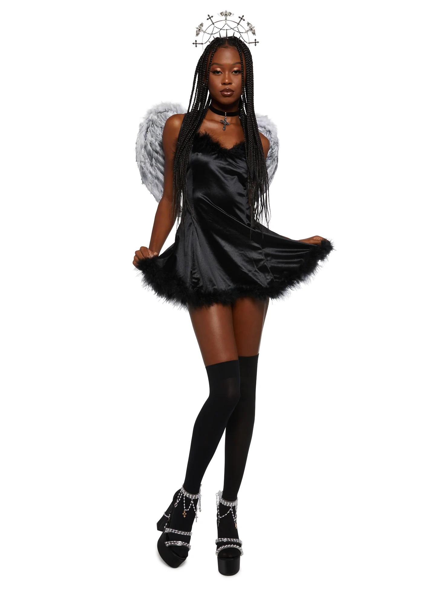Angel On Your Shoulder Slip Dress - Black - Image 2