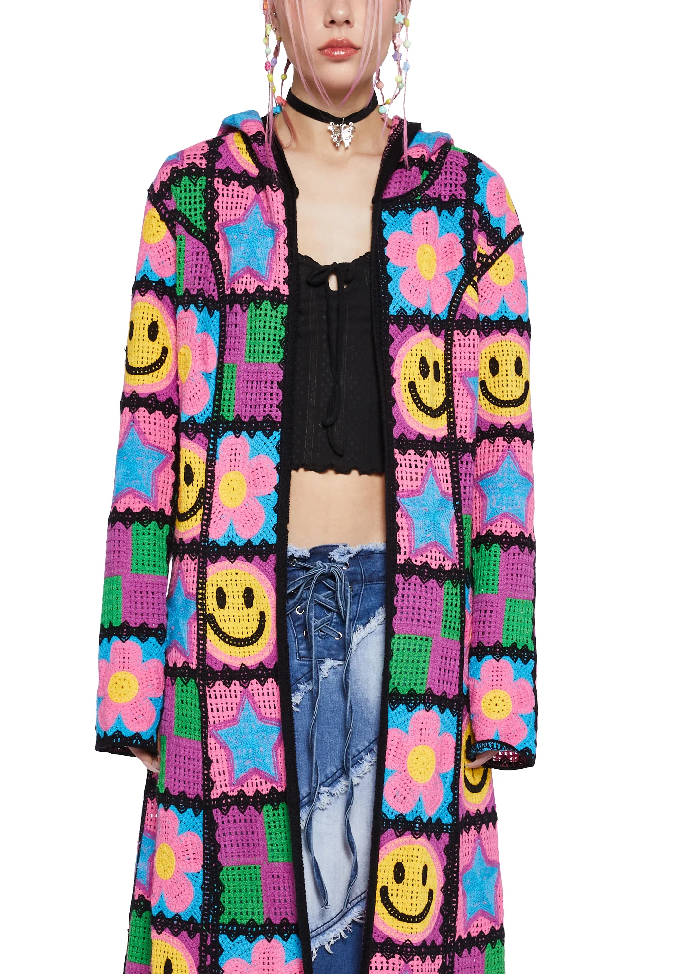 Happy In My Mind Crochet Cardigan - Image 2