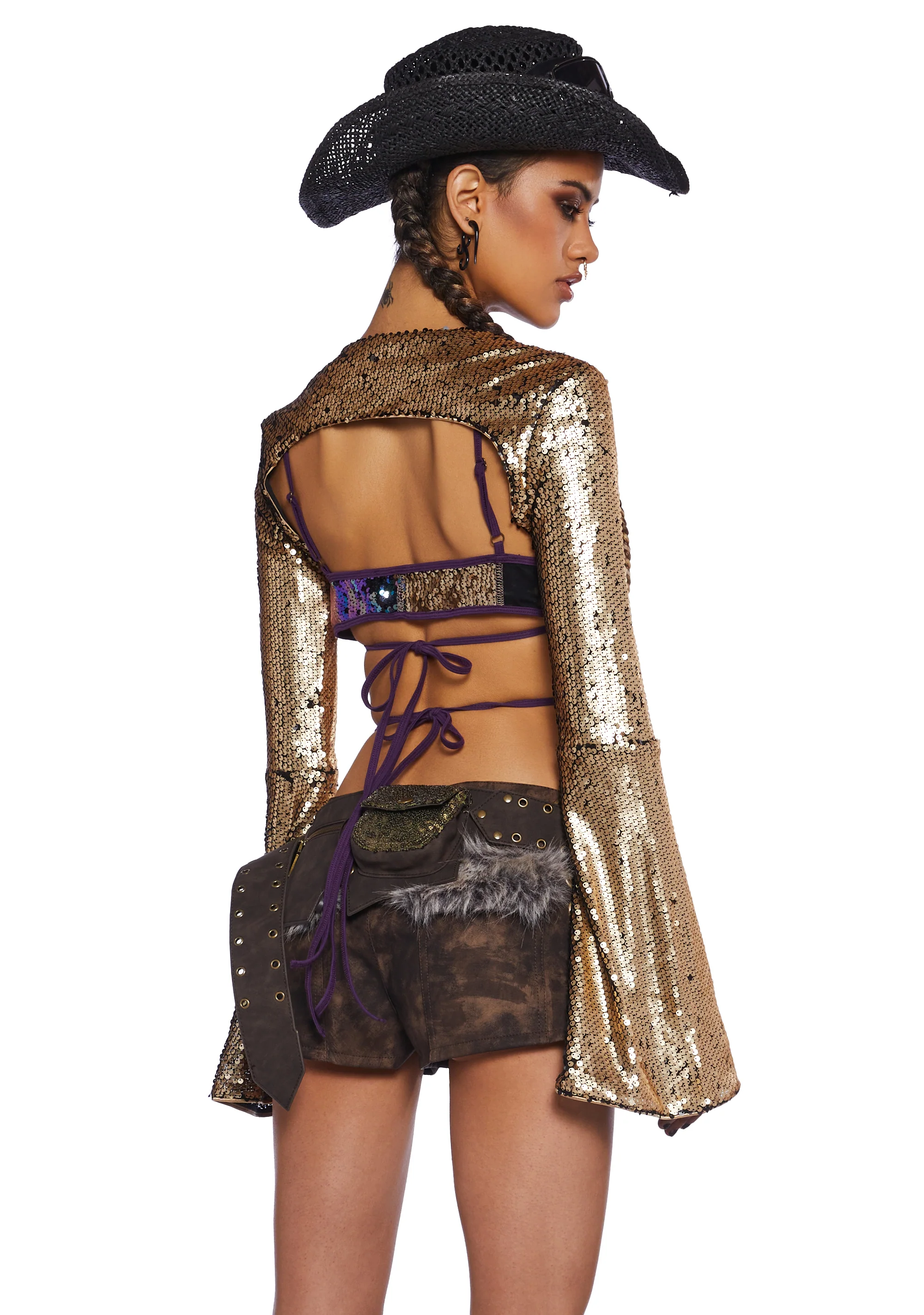 Apocalyptic Rodeo Sequin Shrug - Gold - Image 4