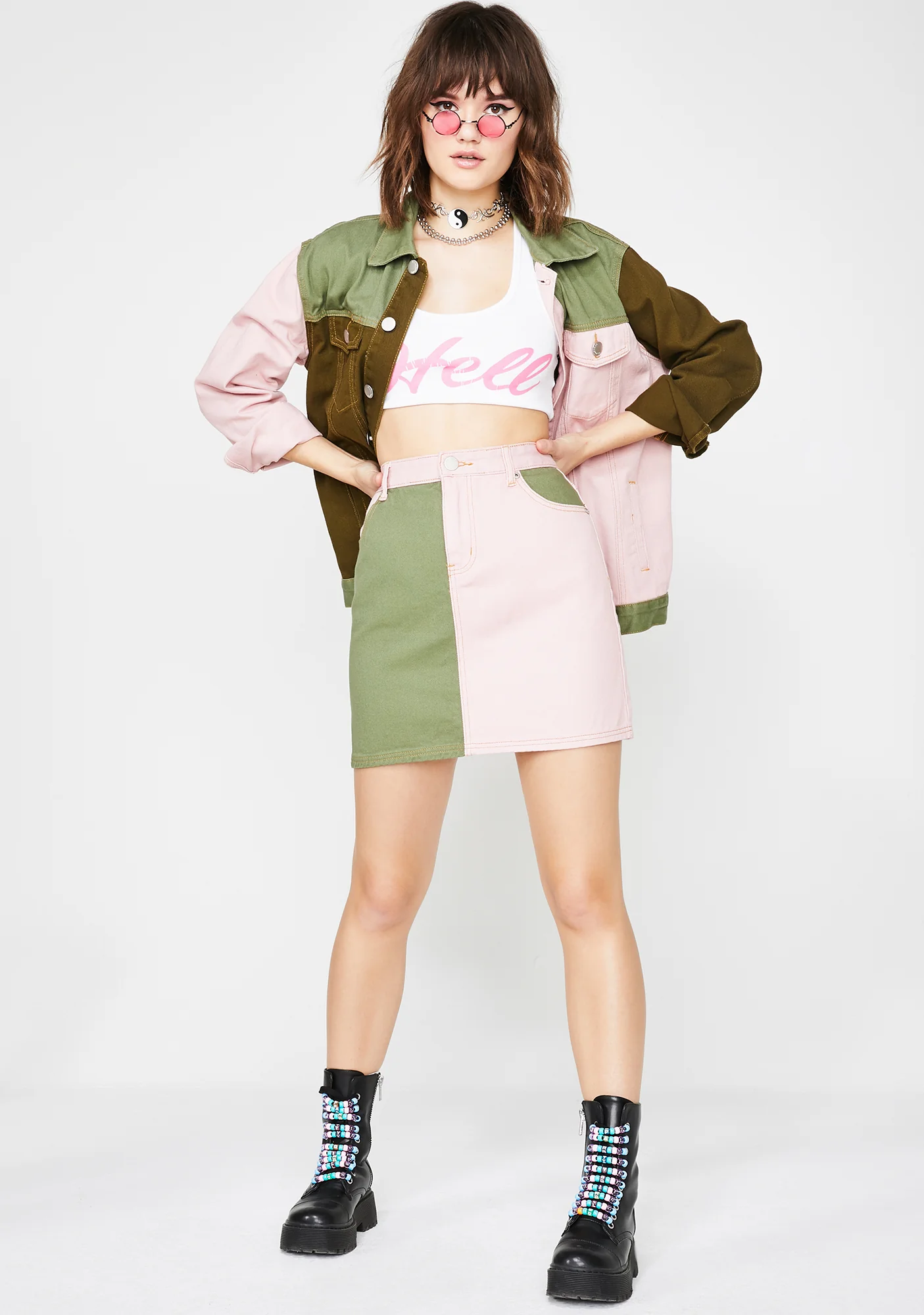 Army Chic Denim Skirt - Image 3