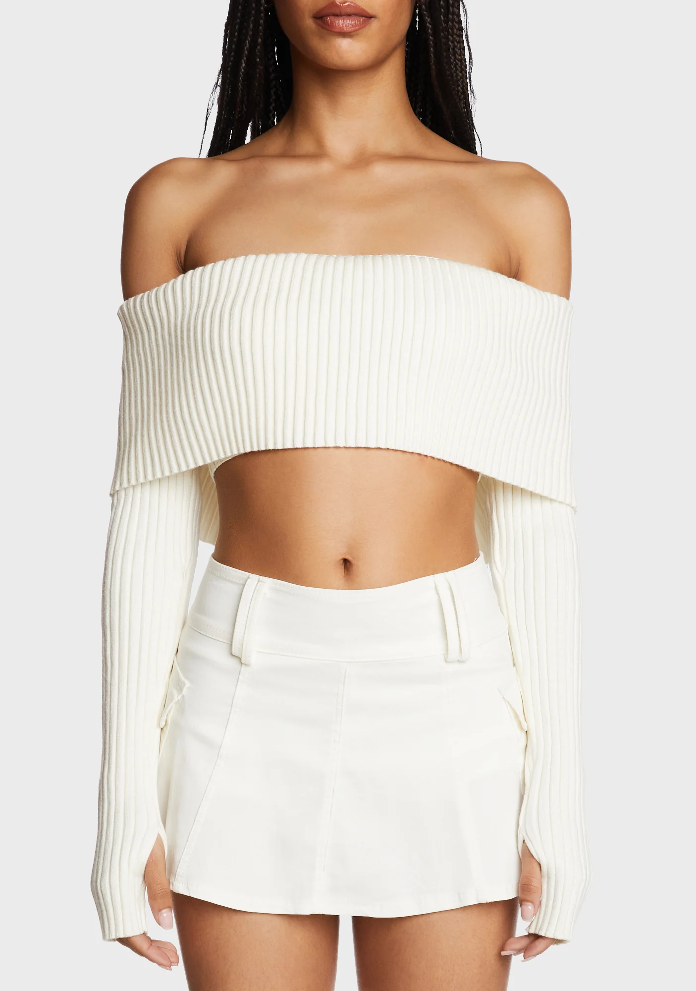 Astrea Fold Over Cropped Sweater - Image 2