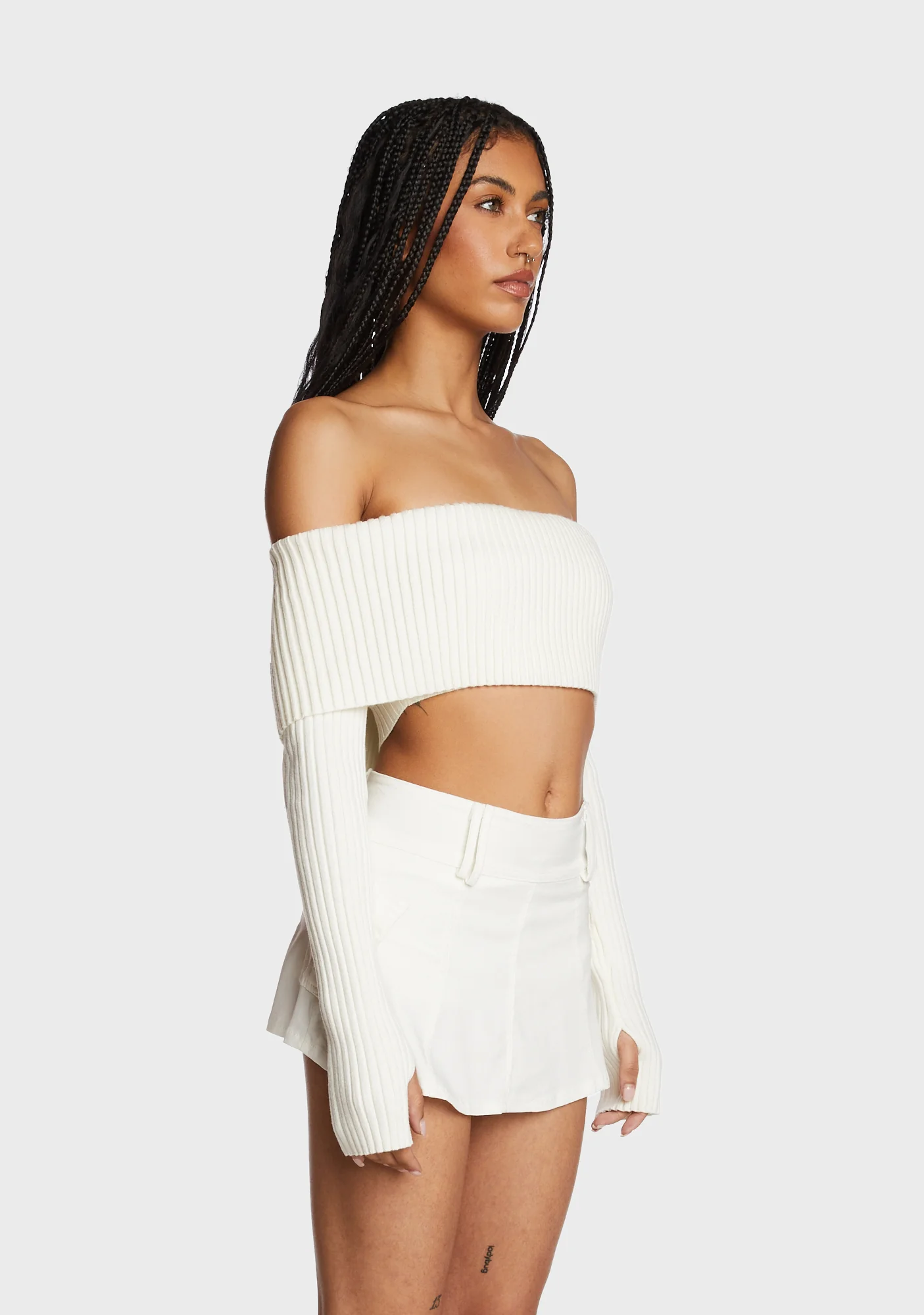 Astrea Fold Over Cropped Sweater - Image 3