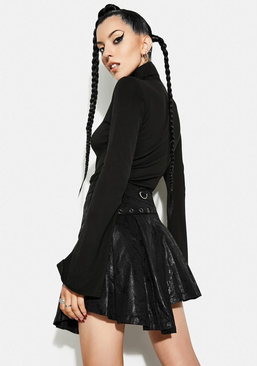 Asymmetrical Pleated Belt Skirt - Image 4