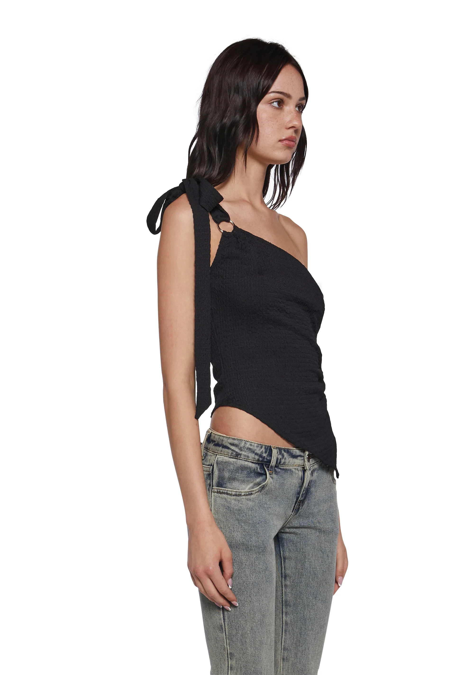 Dream Girl Asymmetrical Top - Black - Image 3