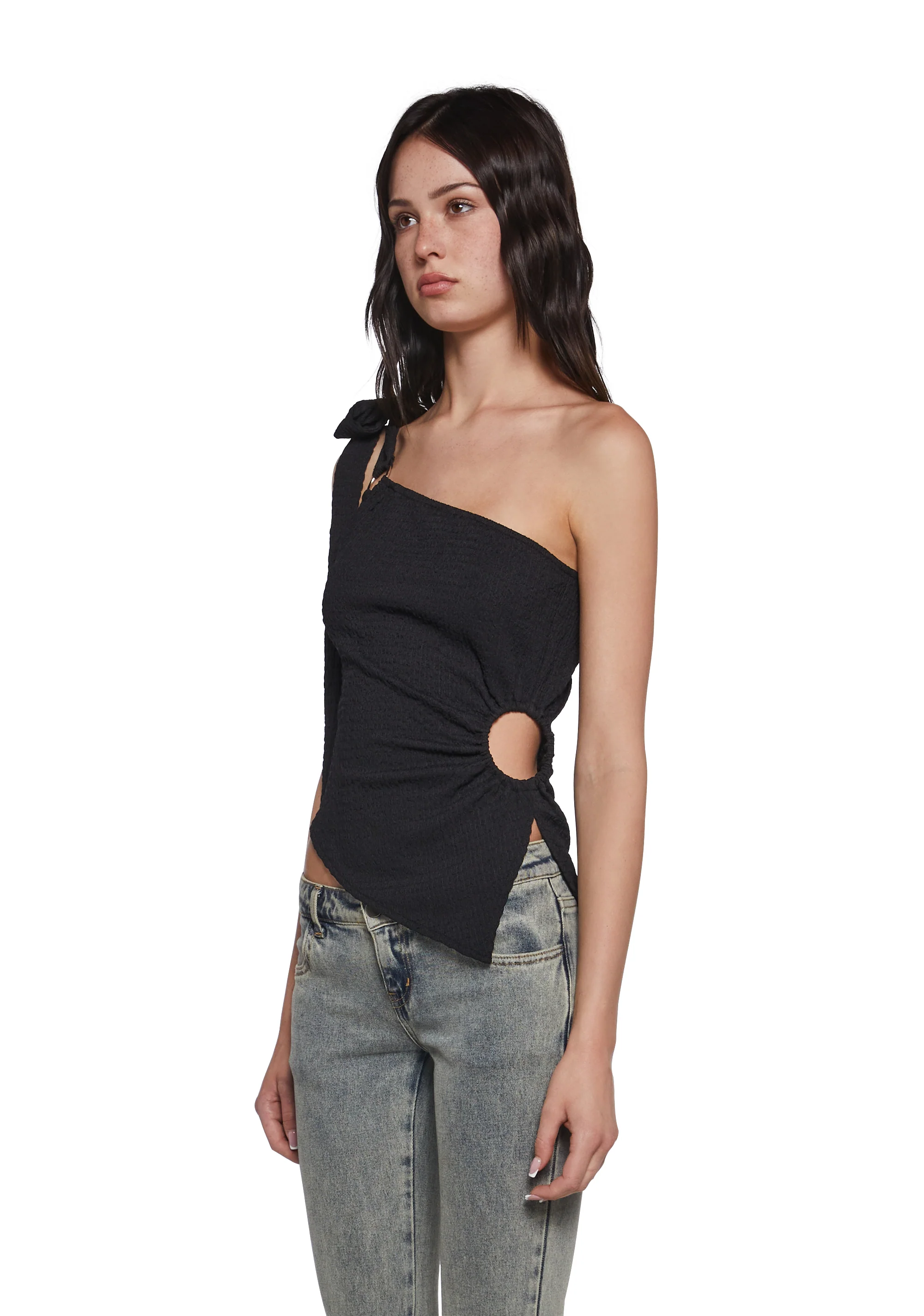 Dream Girl Asymmetrical Top - Black - Image 6