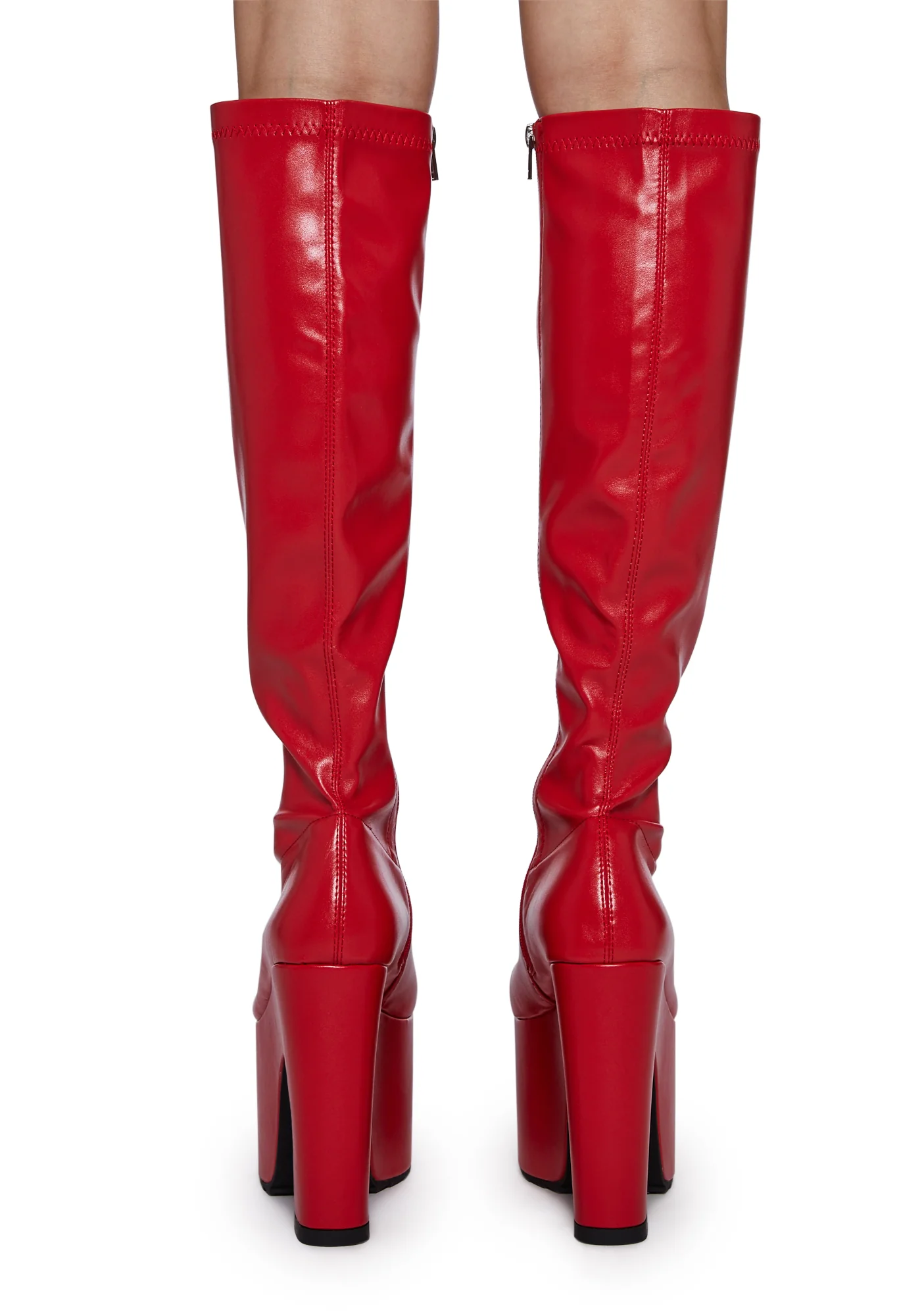 Awkward Knee High Boots - Red - Image 4