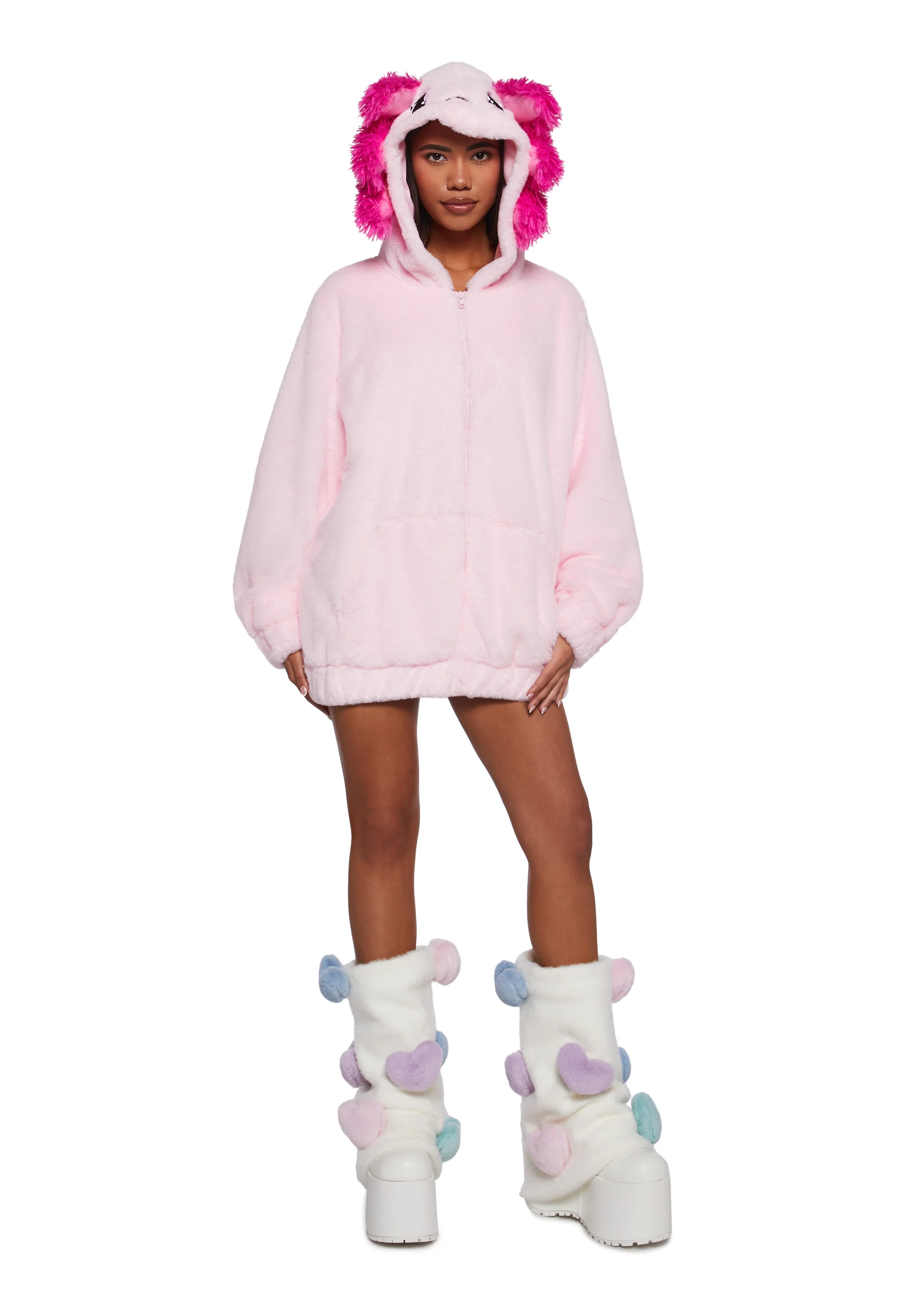 Axolotl Faux Fur Hoodie - Image 2