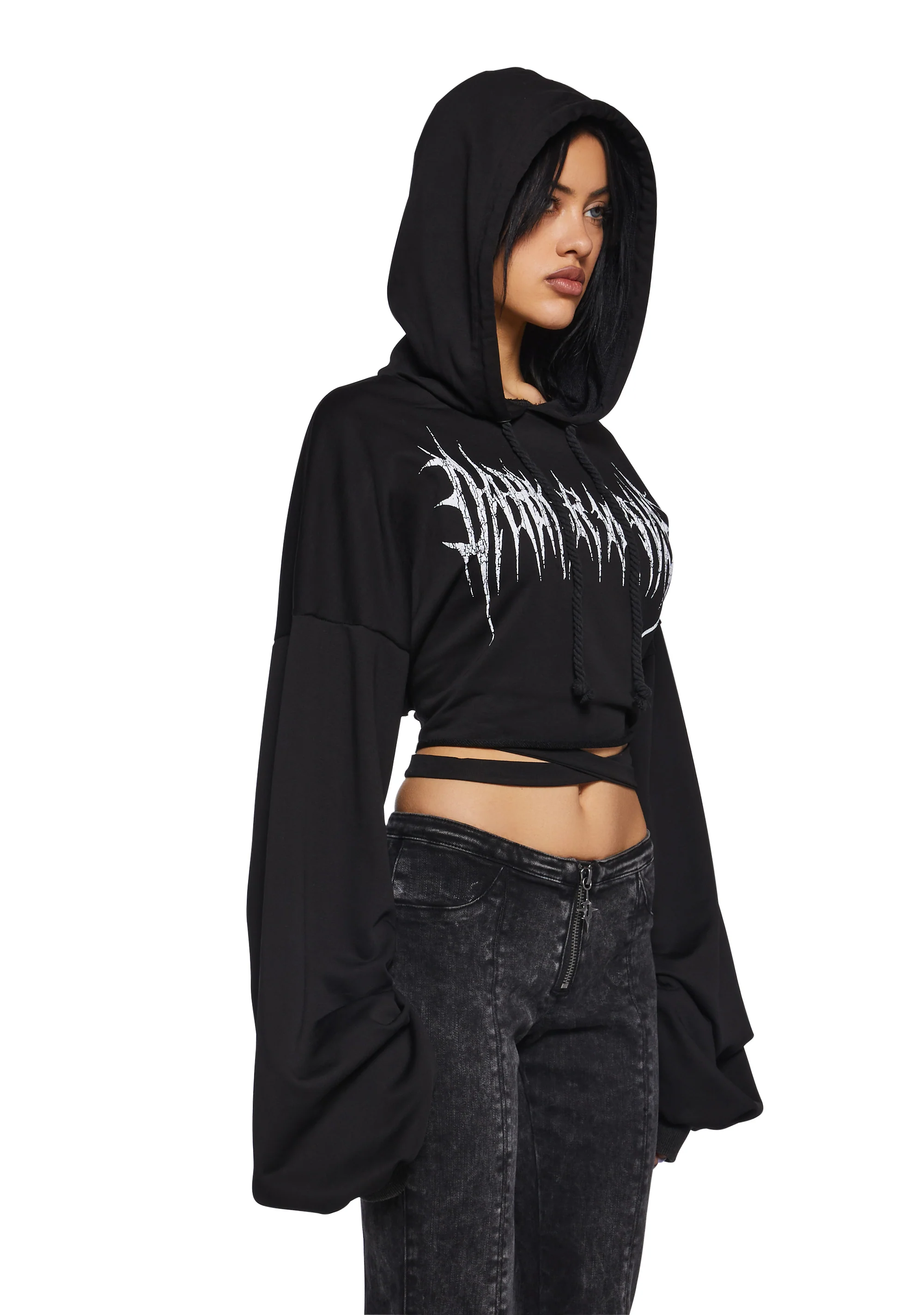 Chord Backless Cropped Hoodie - Image 3