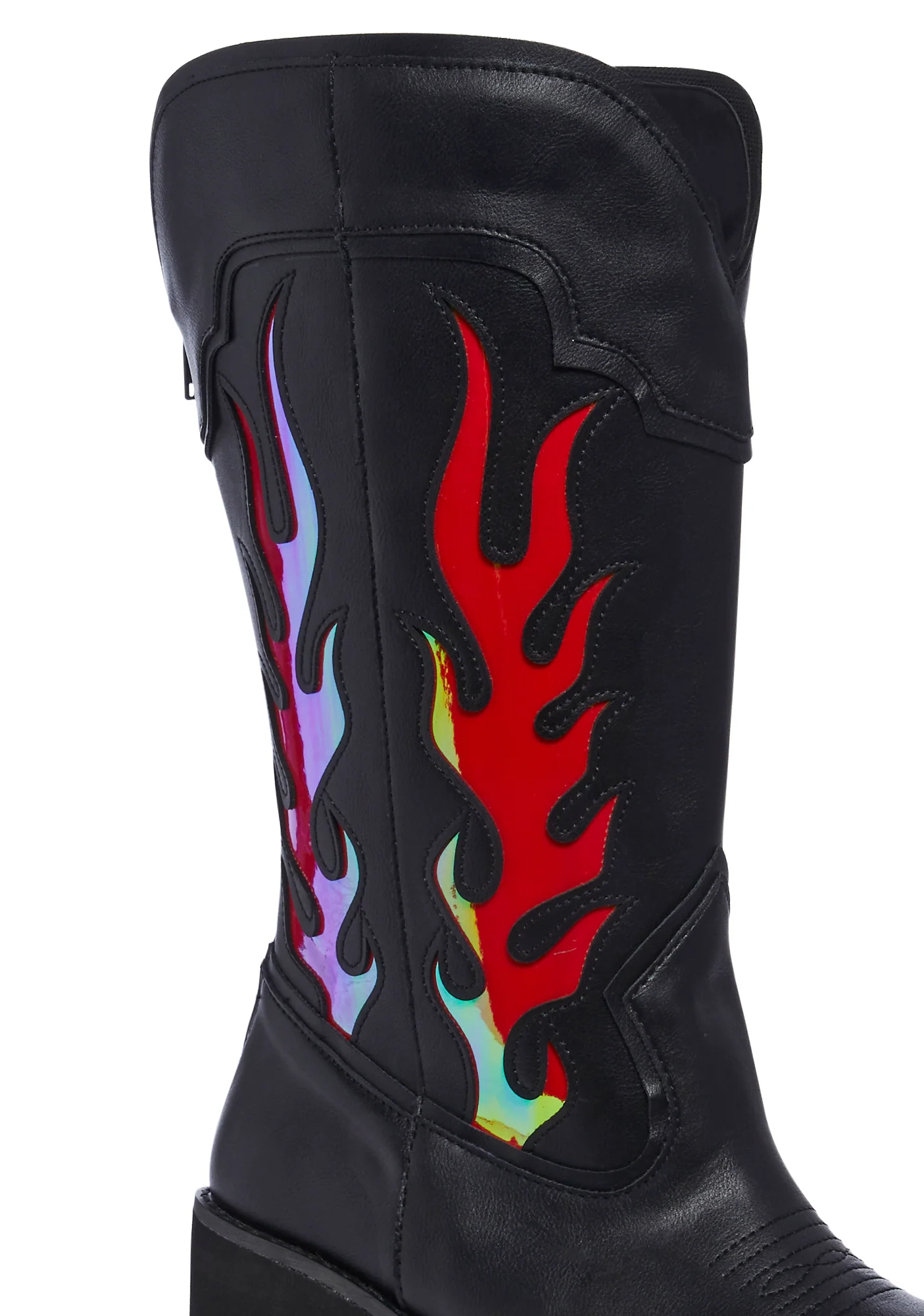 Bad B Flame Cowboy Boots - Black/Red - Image 2