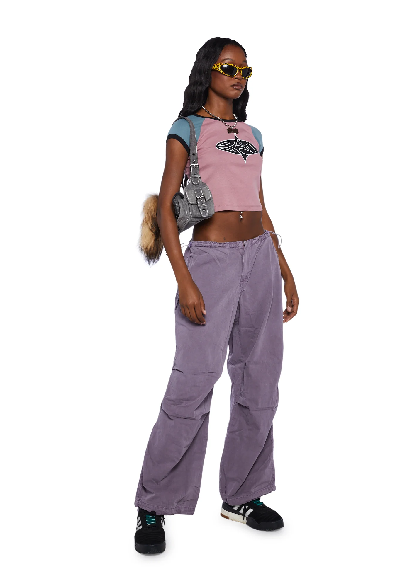 Baggy Cargo Pants - Light Purple - Image 2