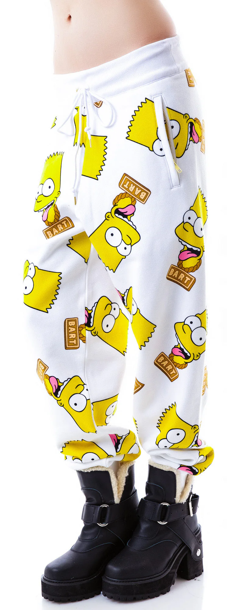 Bart Face Sweat Pants - White - Image 3