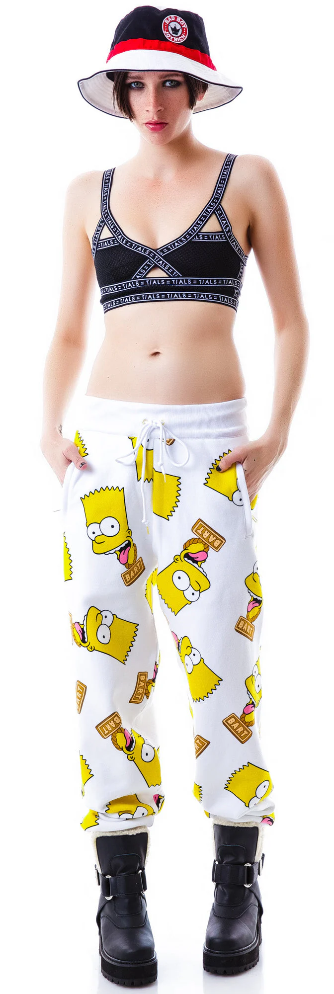 Bart Face Sweat Pants - White - Image 4