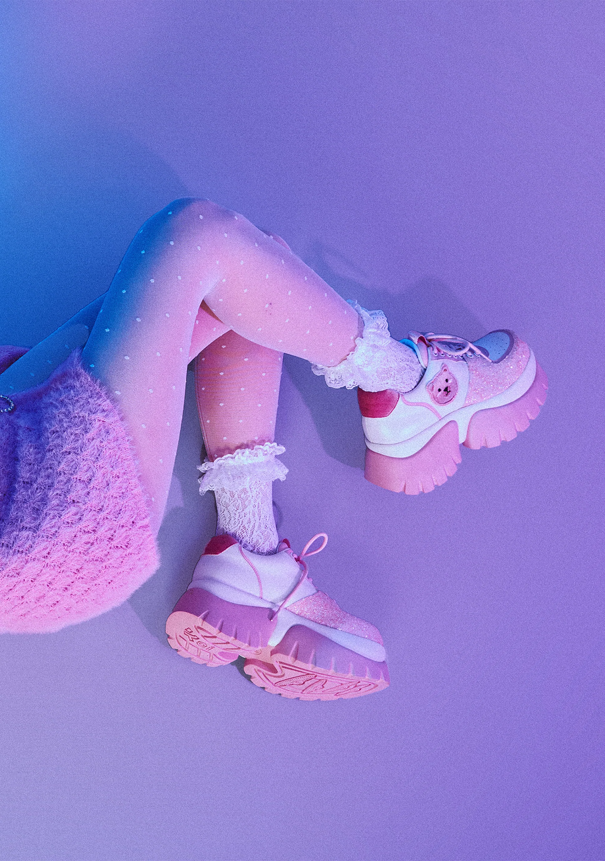 Bear Blushes Chunky Glitter Trainers - Pink - Image 8