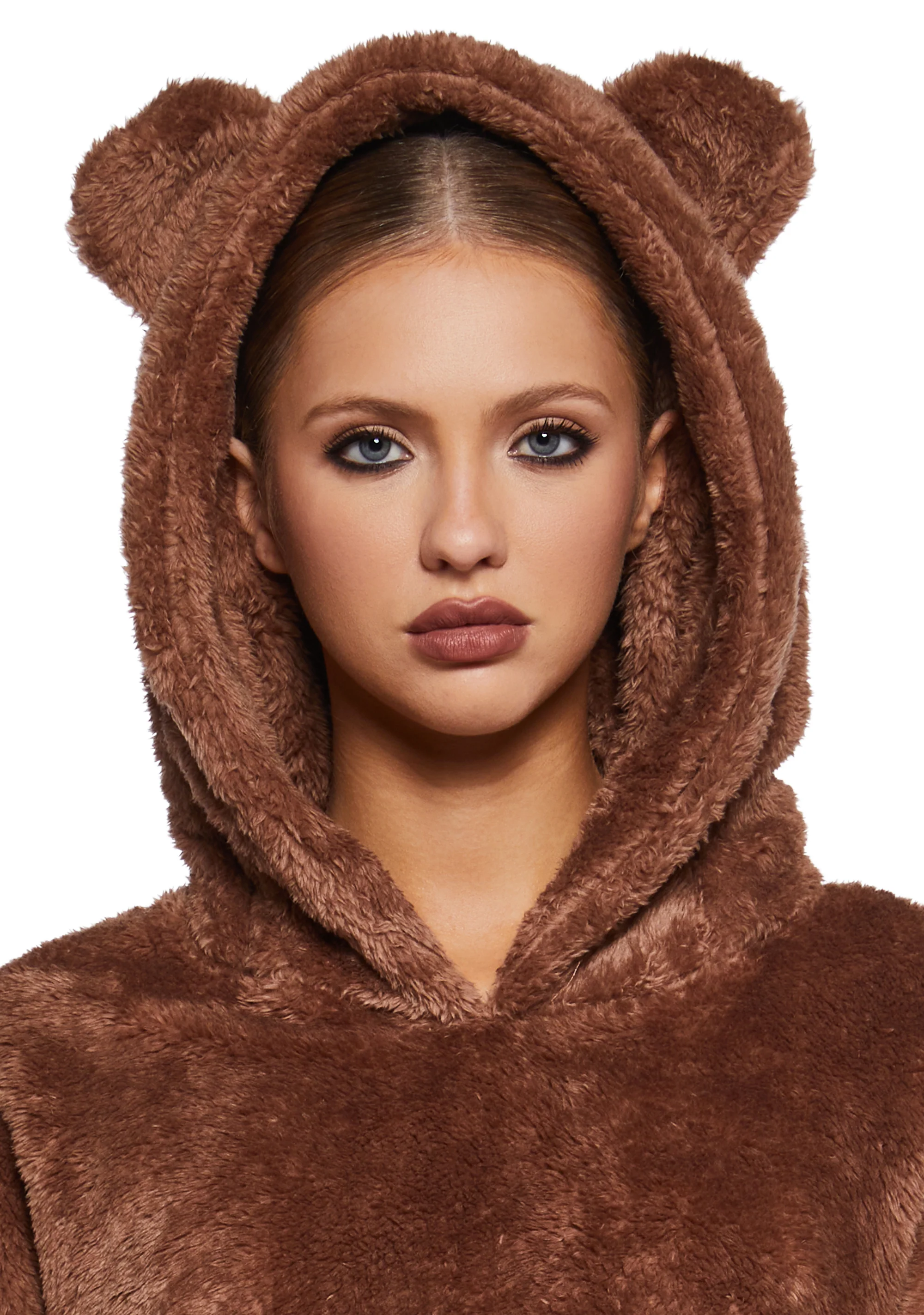 Bear It All Faux Fur Hoodie - Brown - Image 5