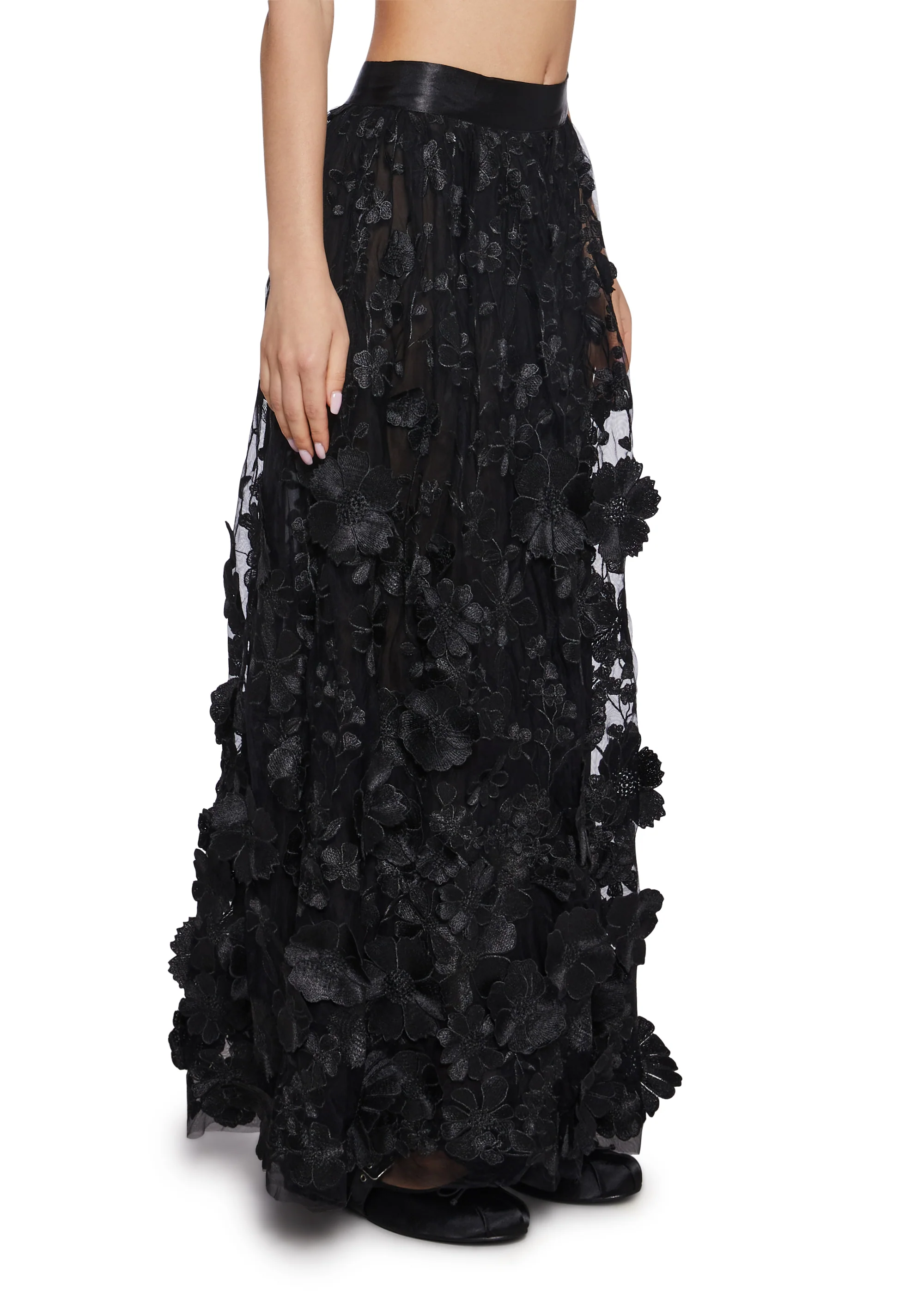 Floral Dreams Maxi Skirt - Black - Image 3
