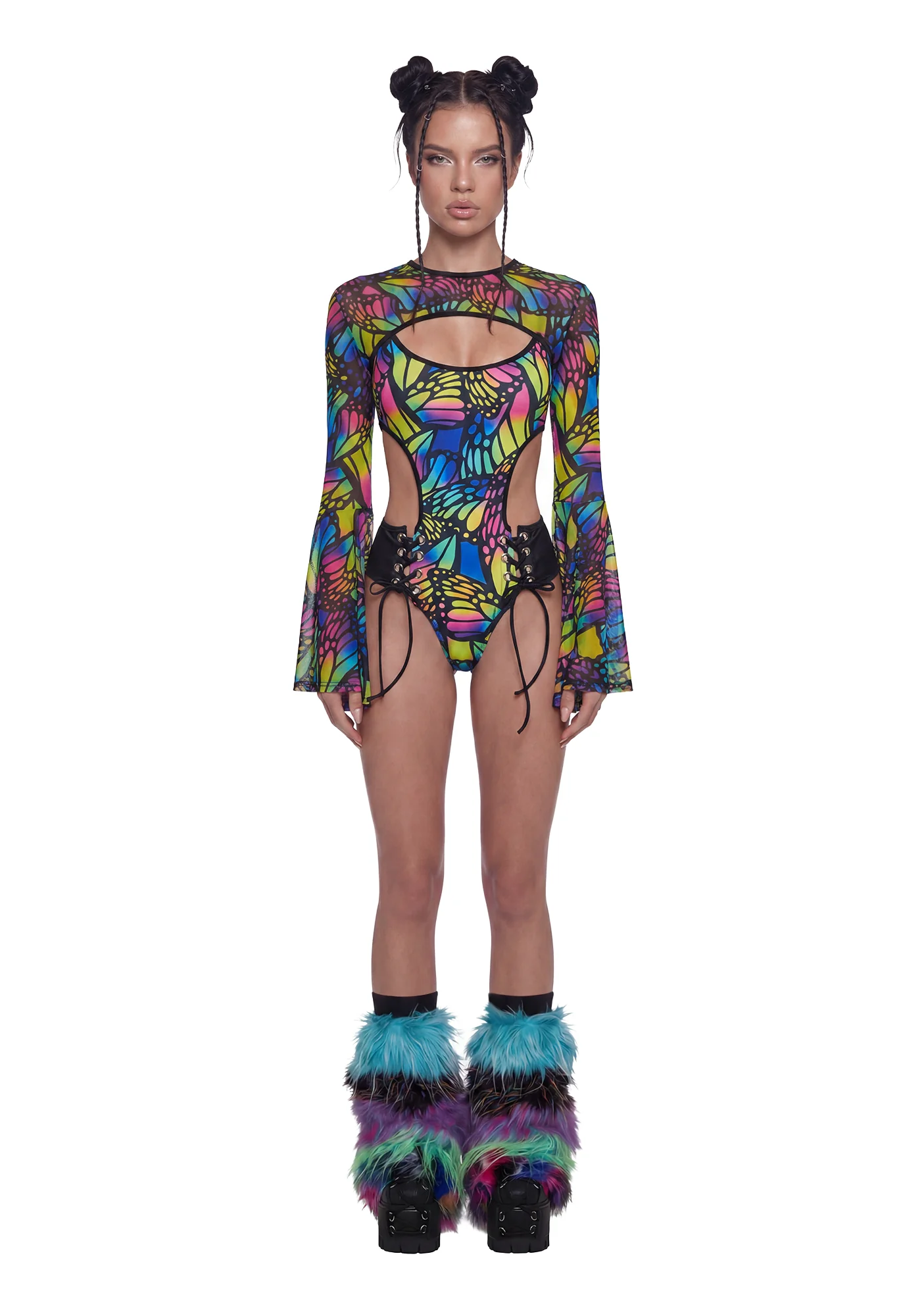 Butterfly Bell Sleeve Shrug - Multi/Black - Image 2