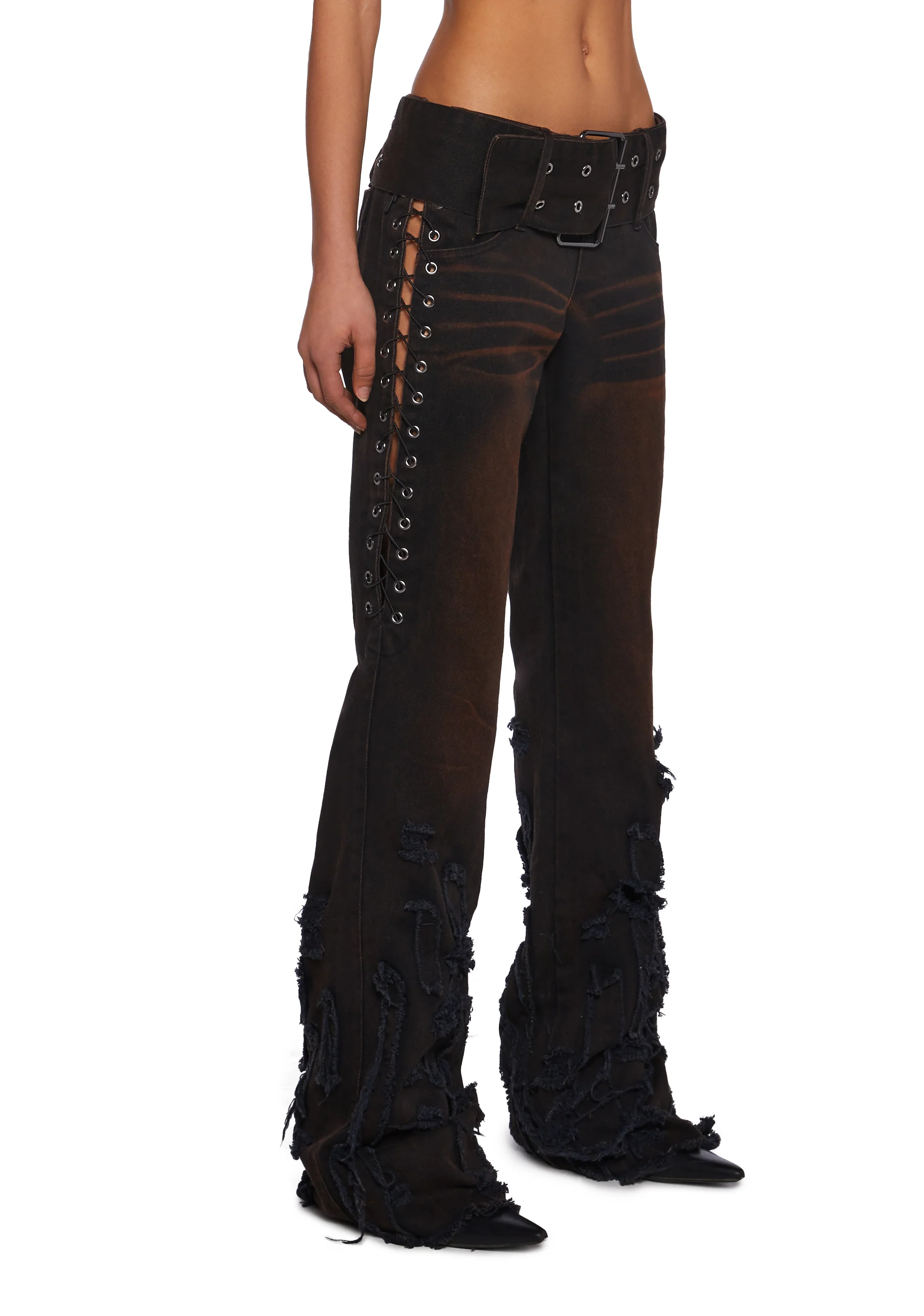 Belted Distressed Pants - Image 3