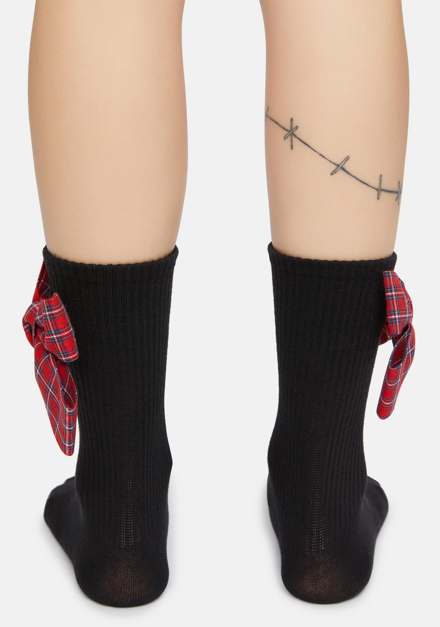 Bend The Rules Plaid Bow Crew Socks - Image 3
