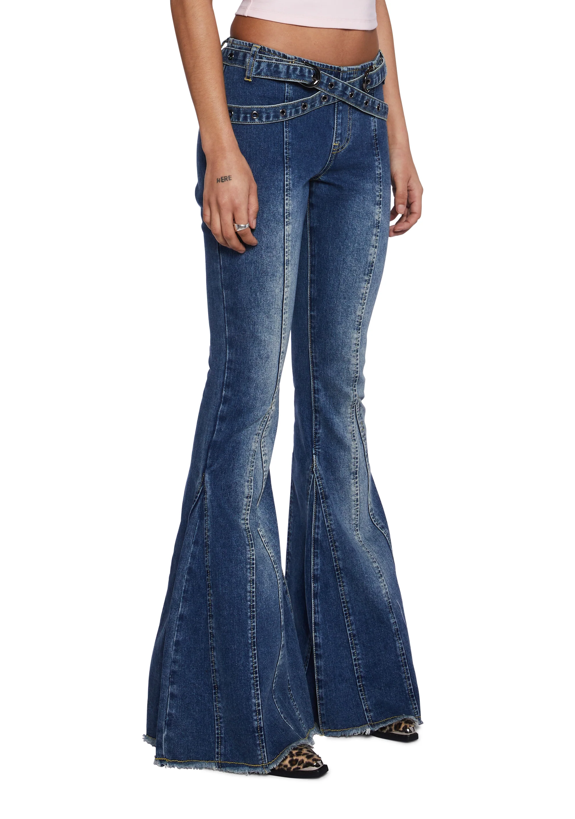 Beth Belted Flare Jeans - Image 3