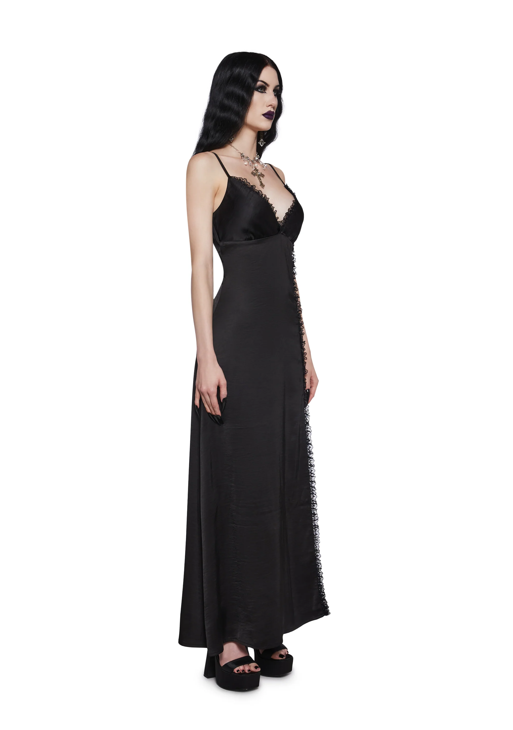 Bewitching Moon Satin Maxi Dress - Image 3