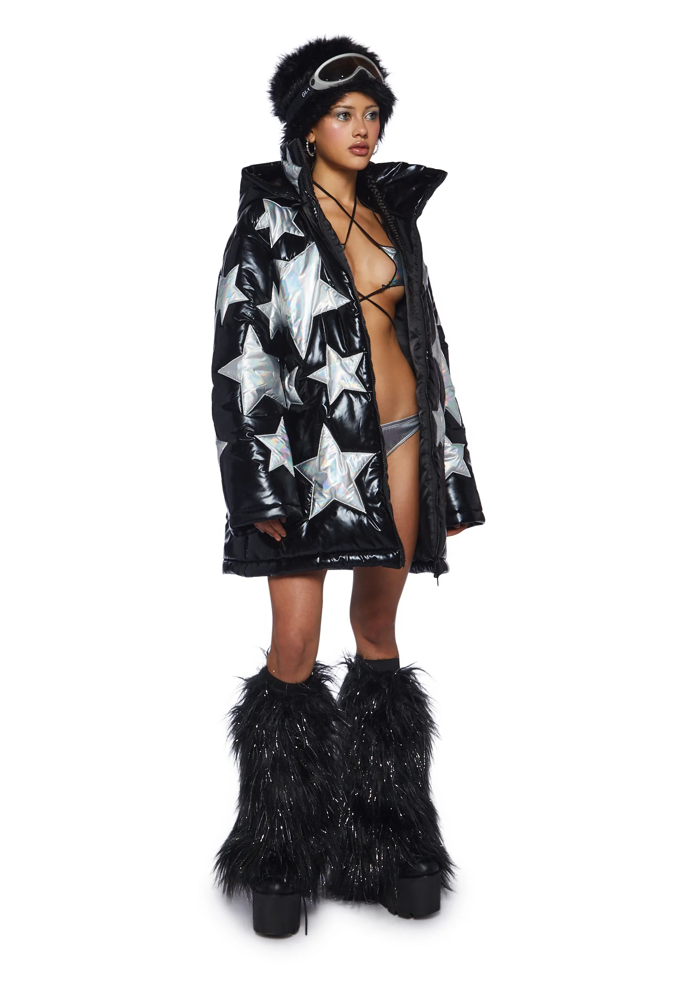 Beyond The Stars Puffer Jacket- Black - Image 2