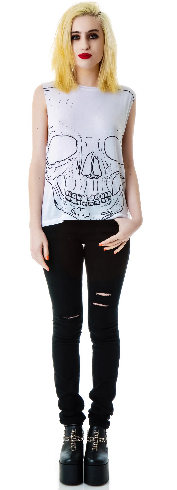 Big Skull Twist Back Moto Tank - Image 3