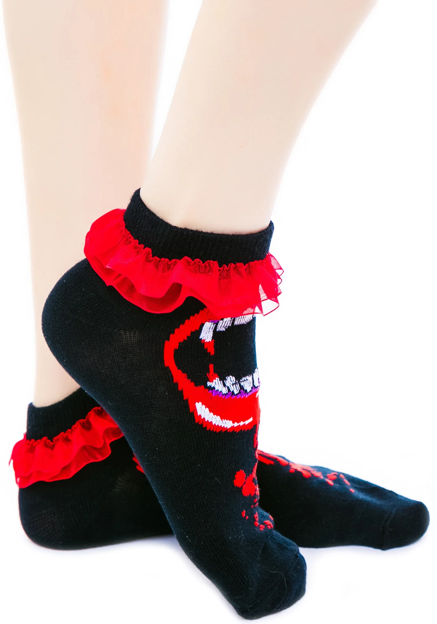 Bite Me Fangs Ruffle Ankle Socks - Image 2
