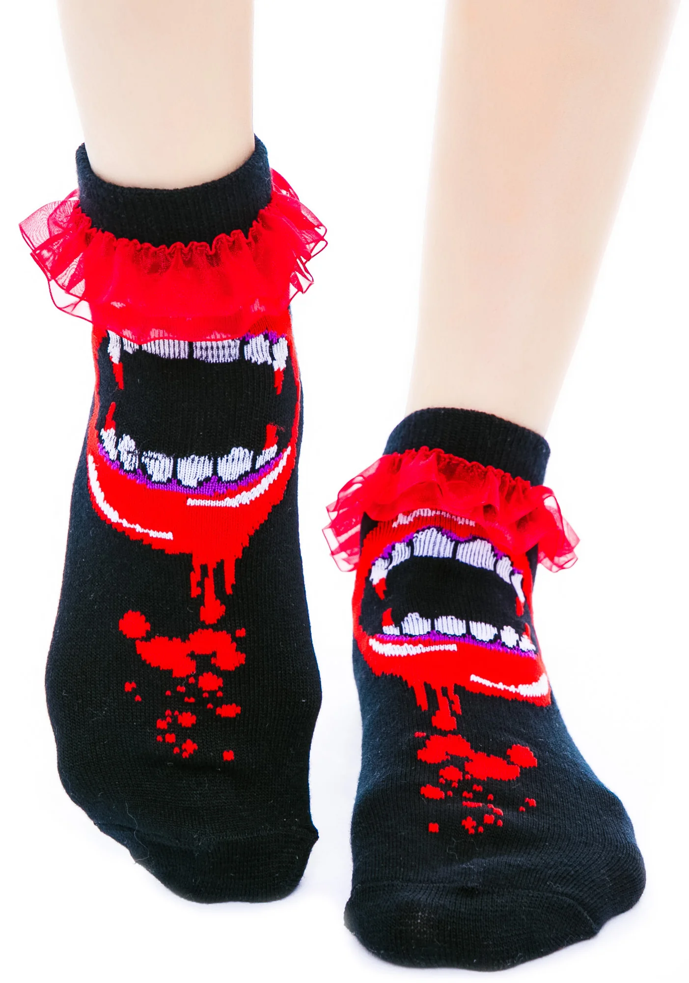 Bite Me Fangs Ruffle Ankle Socks - Image 4